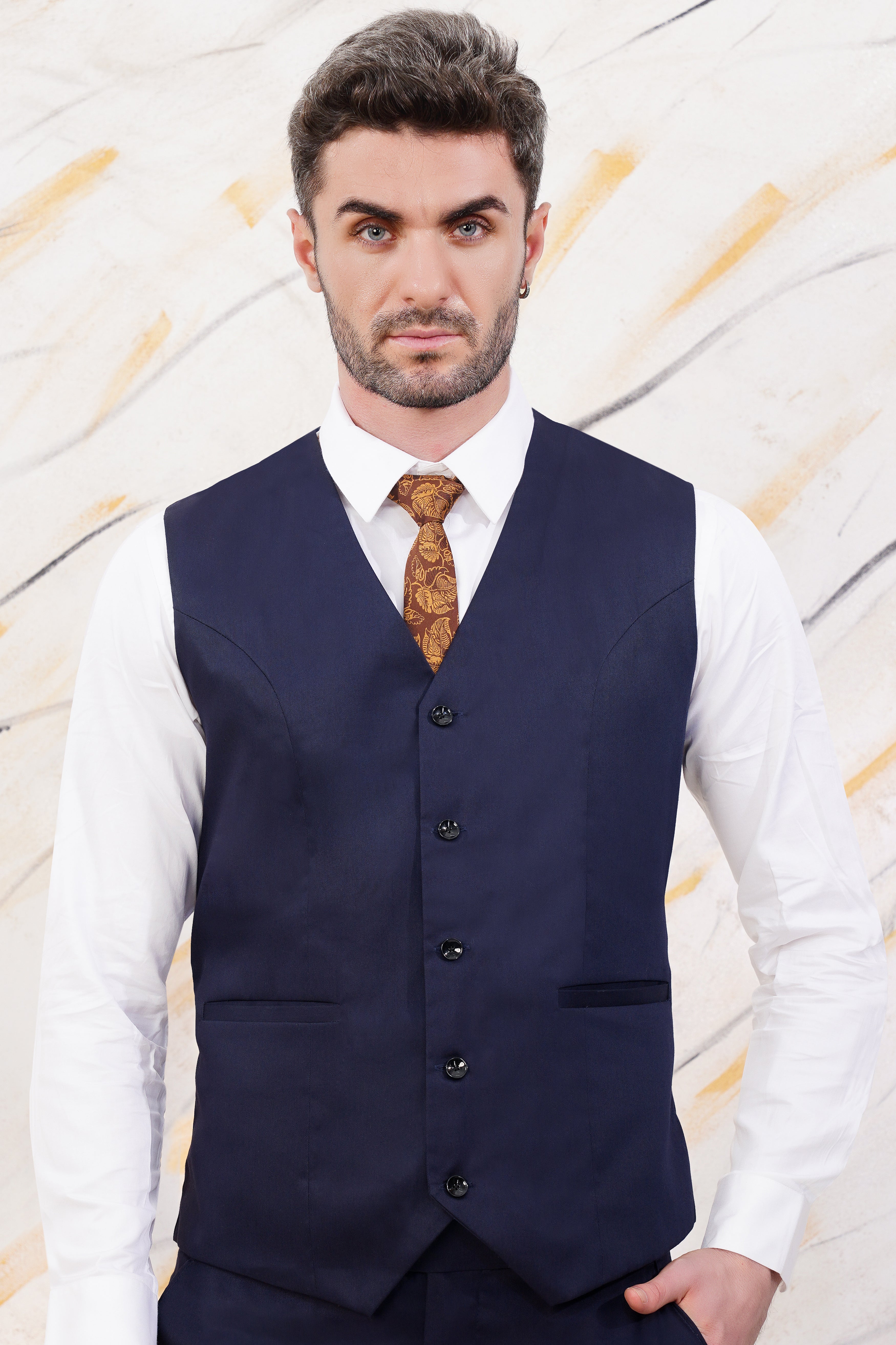 Ebony Clay Blue Wool Rich Waistcoat V3062-36, V3062-38, V3062-40, V3062-42, V3062-44, V3062-46, V3062-48, V3062-50, V3062-62, V3062-54, V3062-56, V3062-58, V3062-60