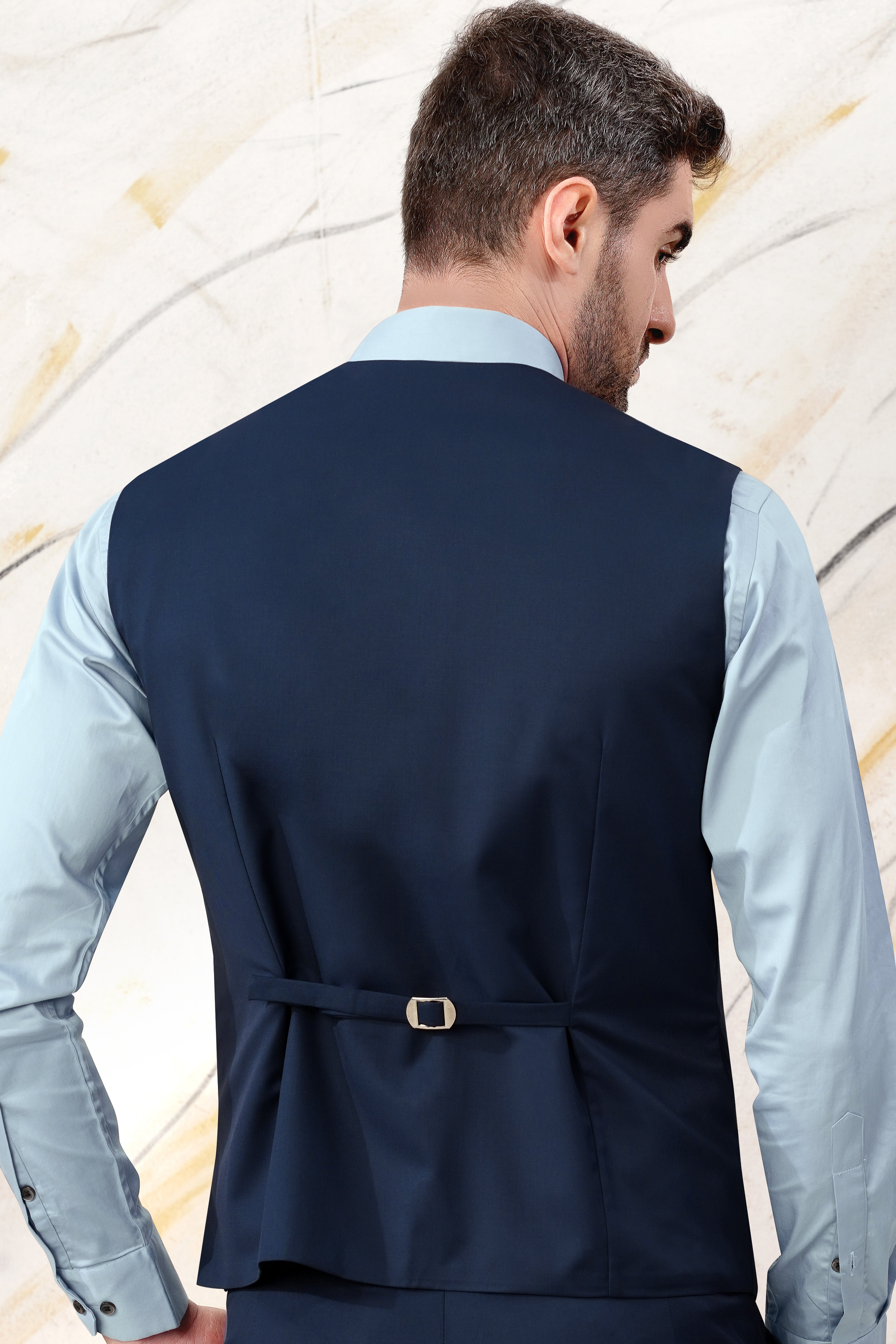 Cloud Burst Blue Wool Rich Waistcoat