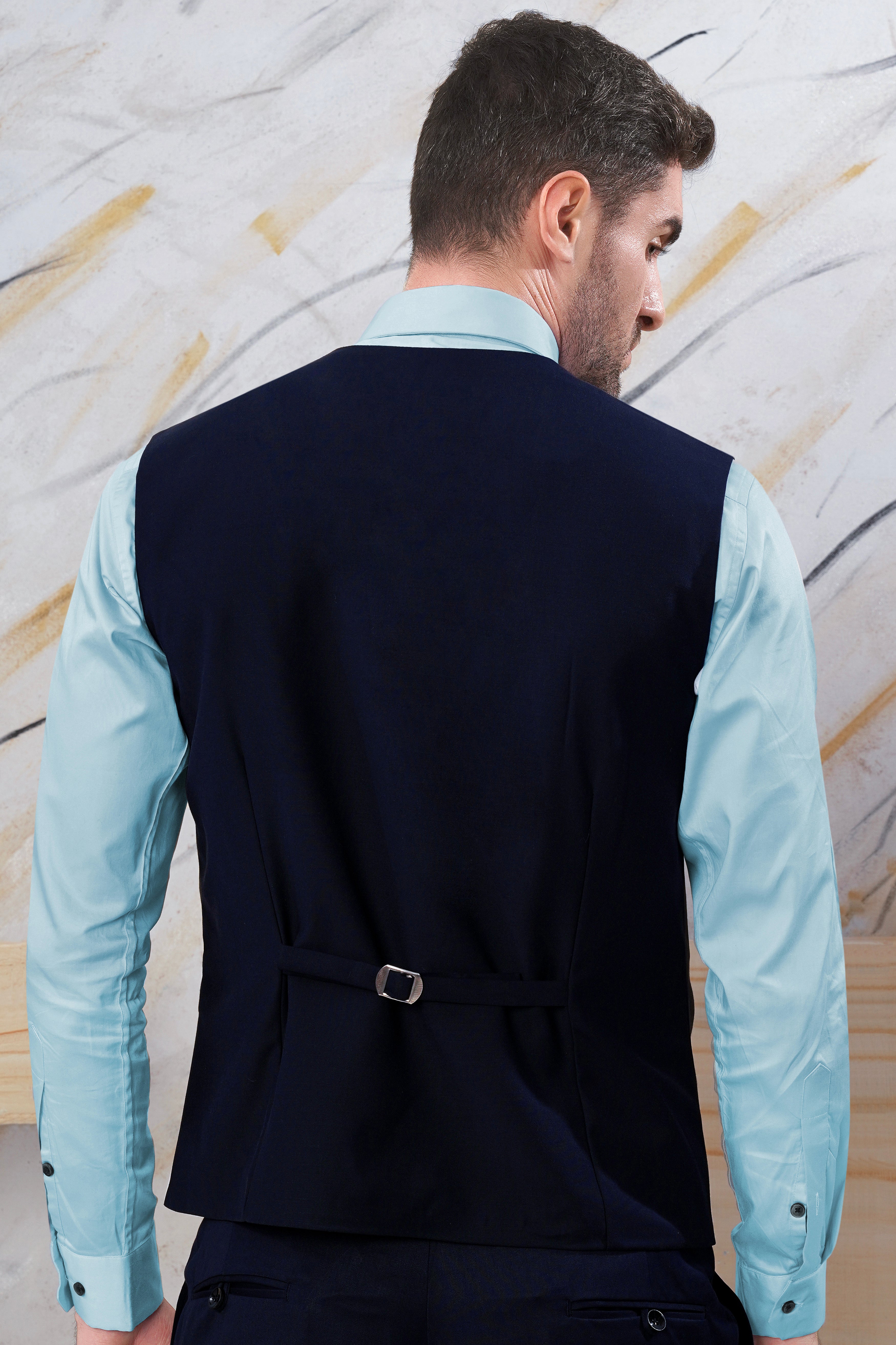 Ebony Blue Wool Rich Waistcoat
