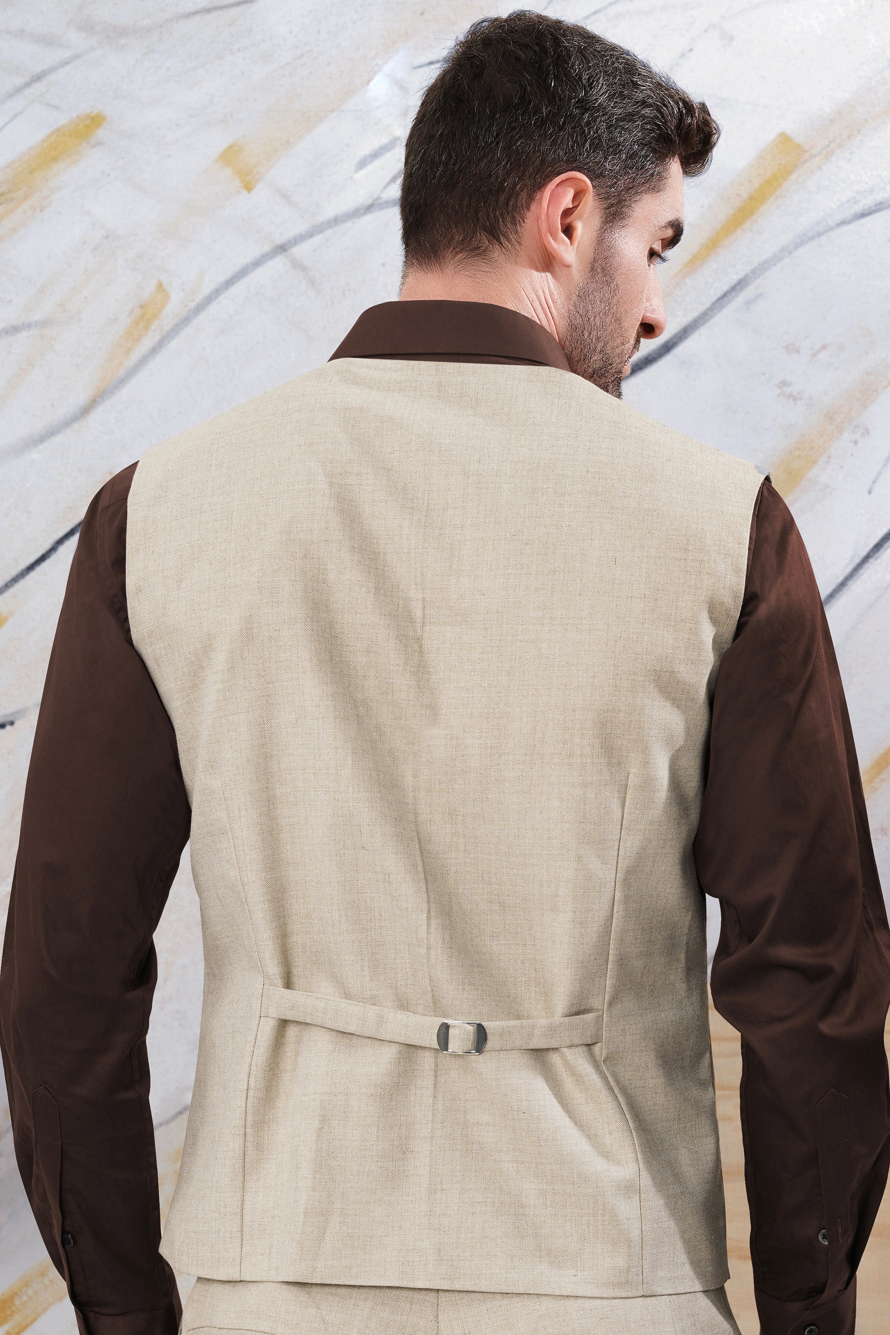 Oyster Cream Luxurious Linen Waistcoat