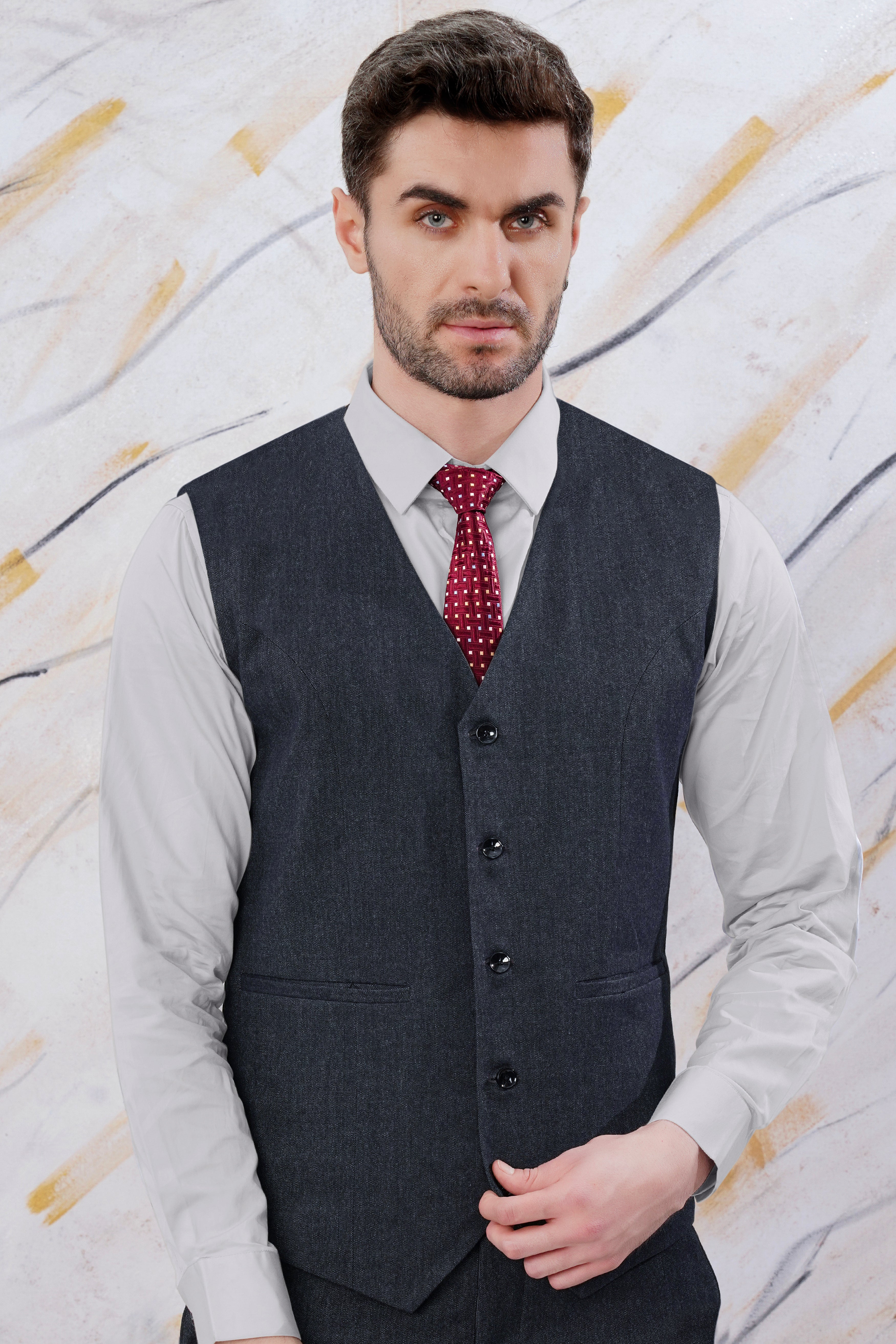 Delft Gray Wool Rich Waistcoat