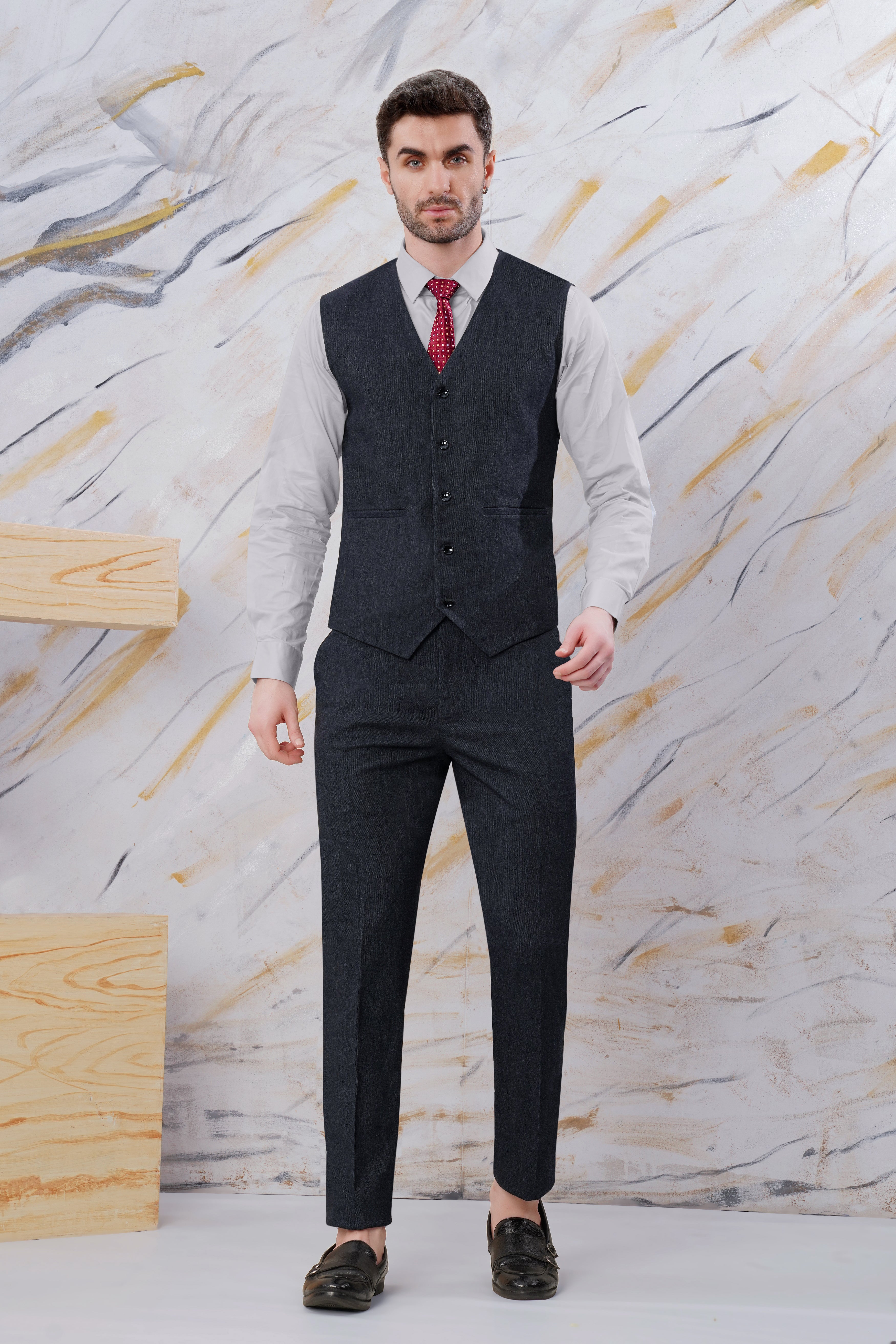 Delft Gray Wool Rich Waistcoat
