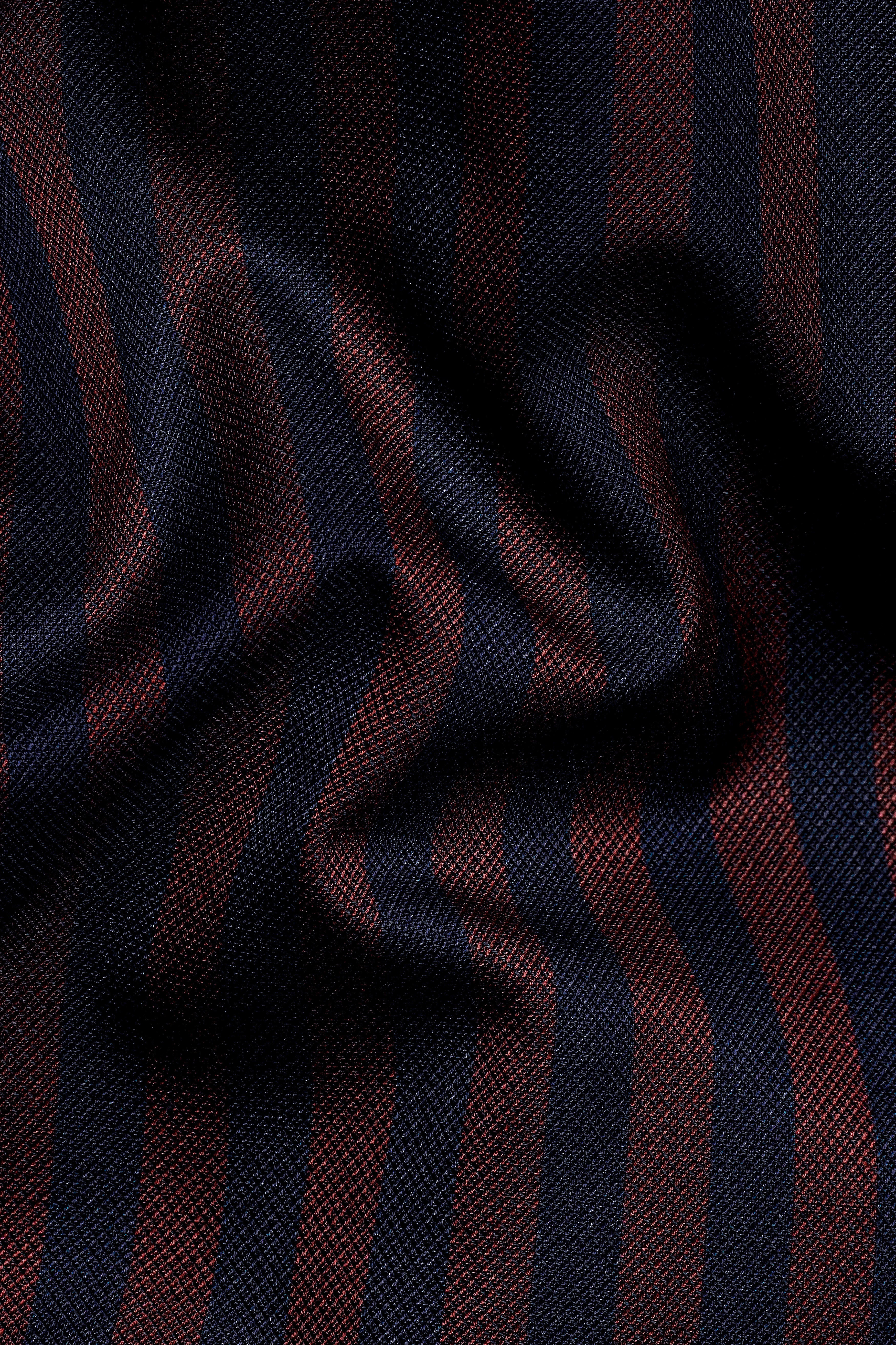 Gondola Brown and Mirage Blue Striped Wool Rich Waistcoat