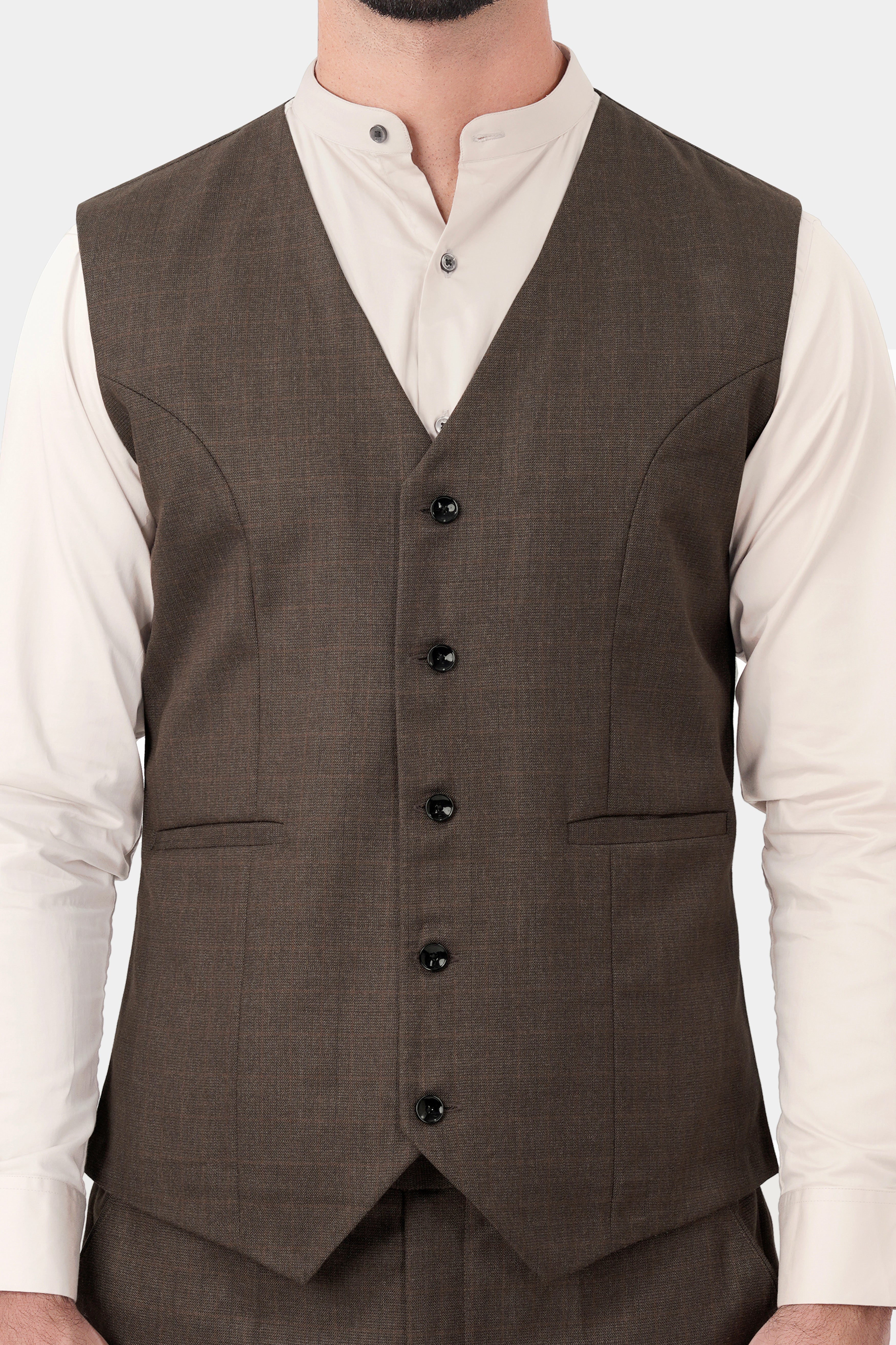 Matterhorn Brown Subtle Checkered Wool Rich Waistcoat