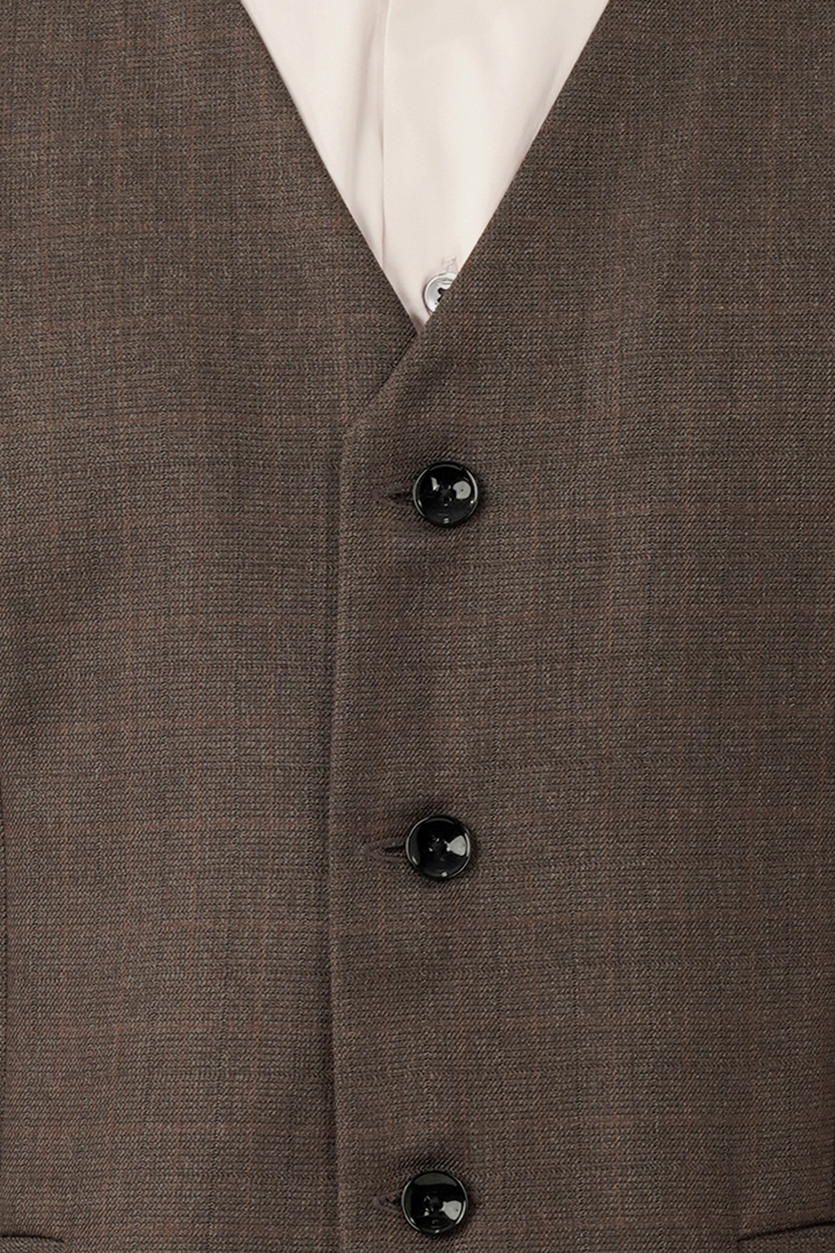 Matterhorn Brown Subtle Checkered Wool Rich Waistcoat