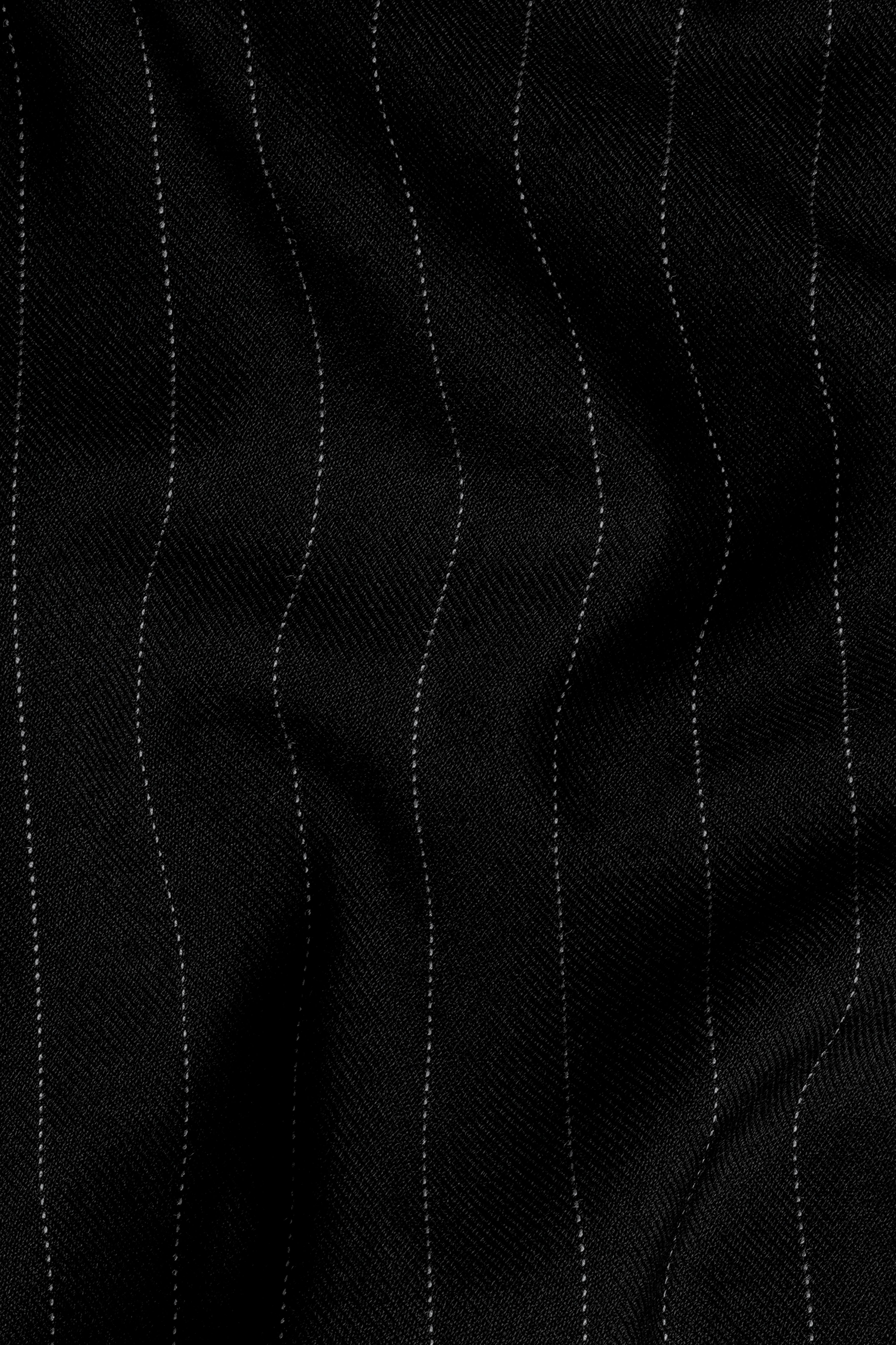 Jade Black and White Striped Wool Rich Waistcoat