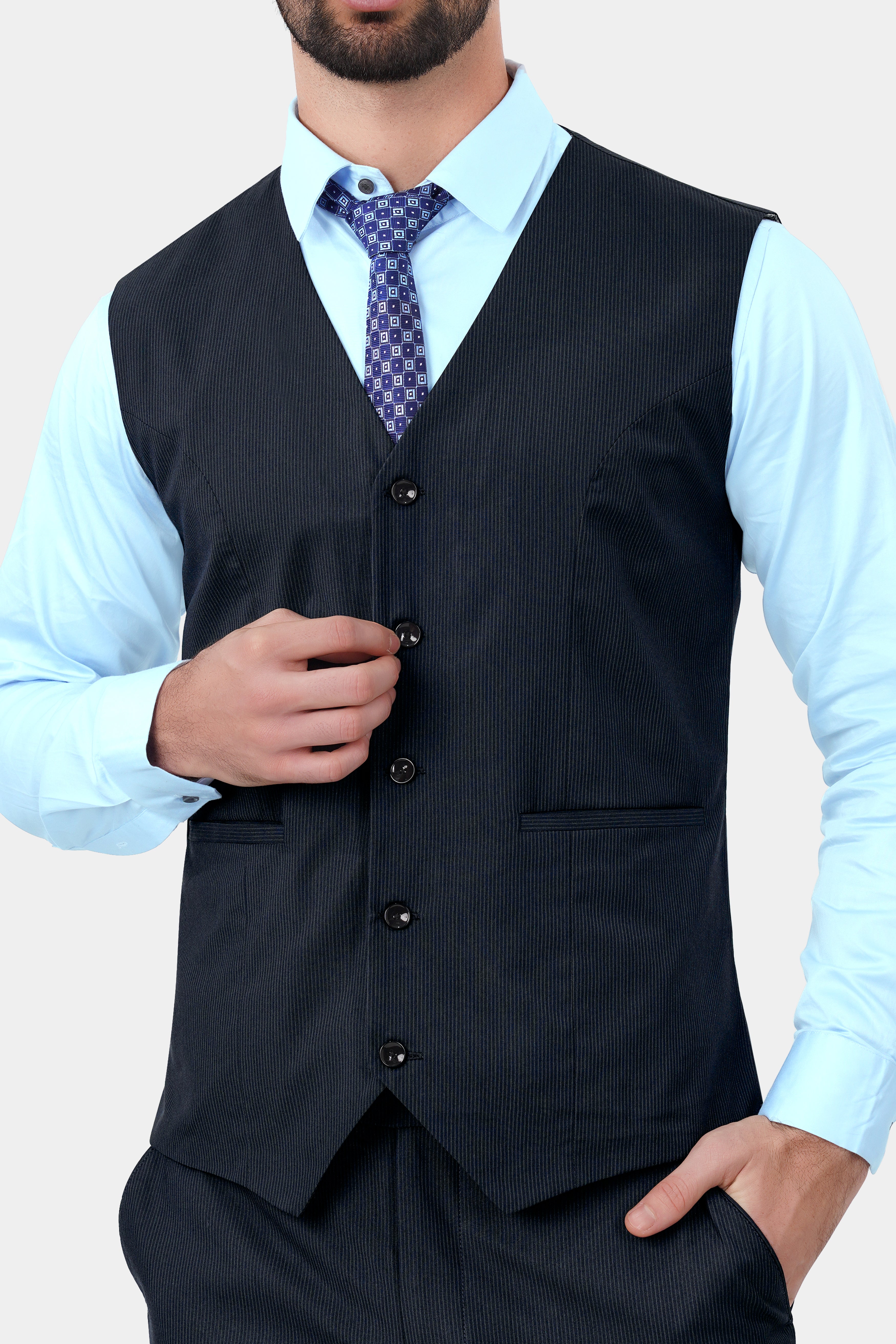 Charade Gray Wool Rich Waistcoat