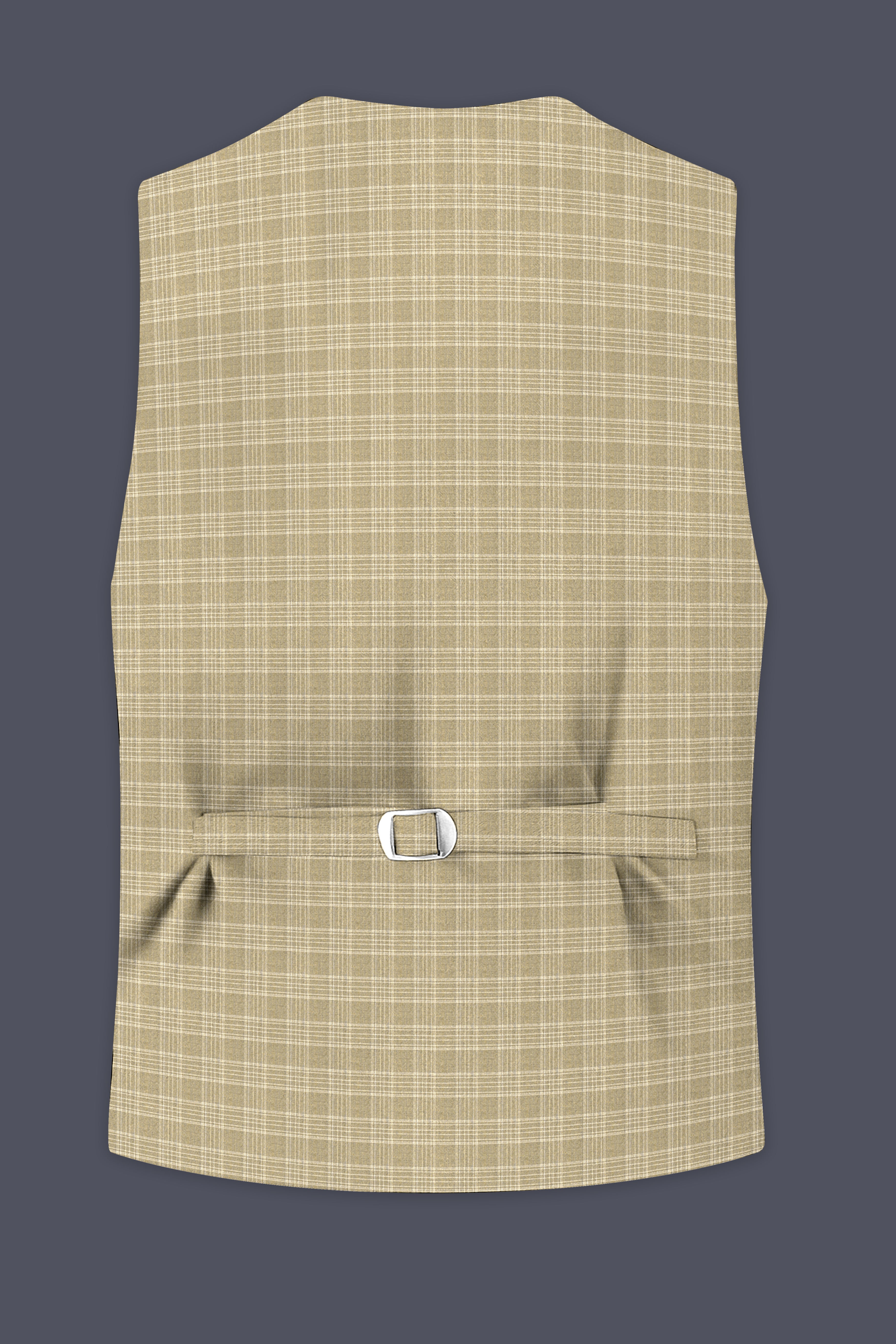 Oyster Brown Plaid Wool Rich Waistcoat