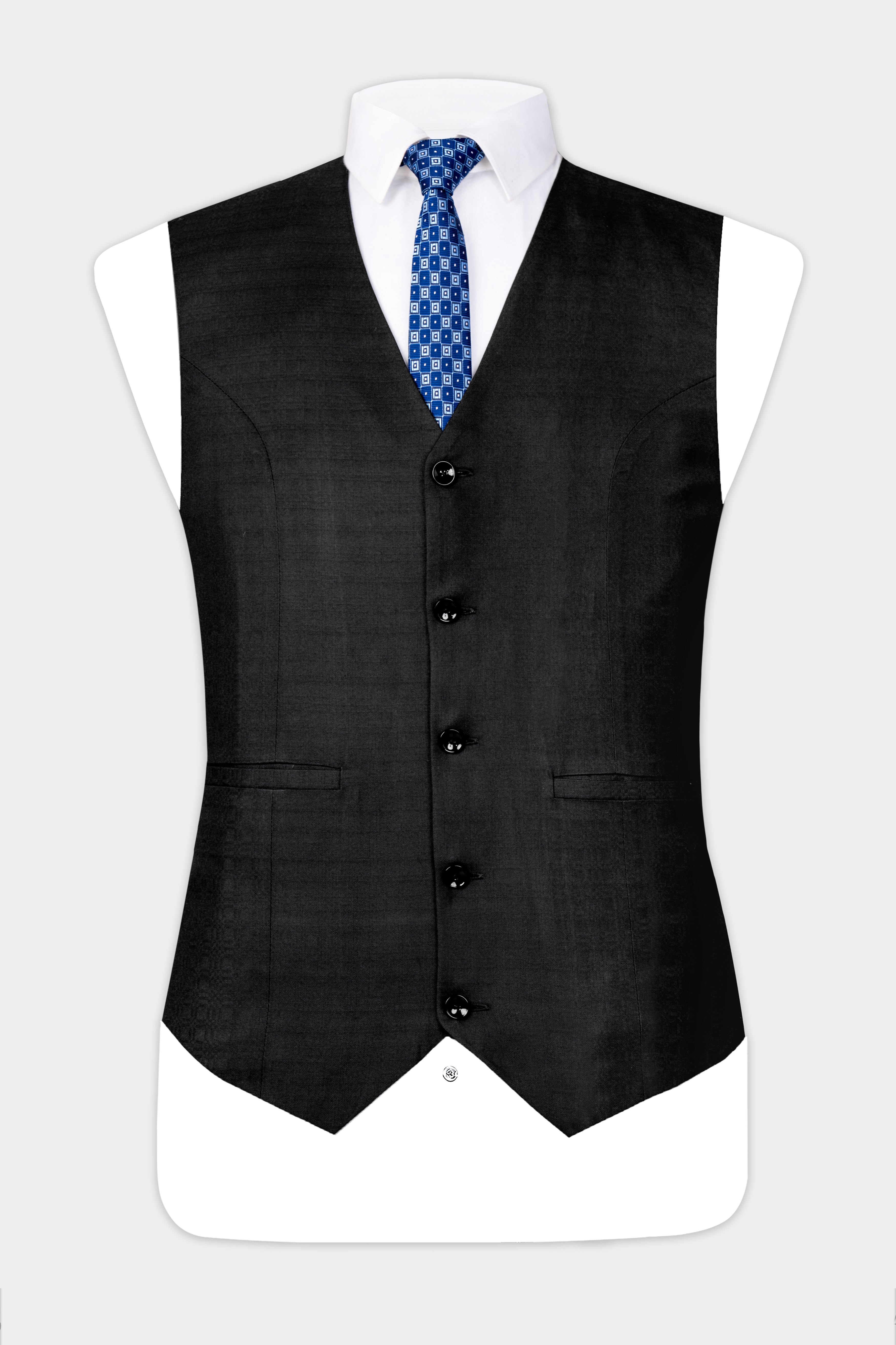 Jade Black Wool Rich Waistcoat