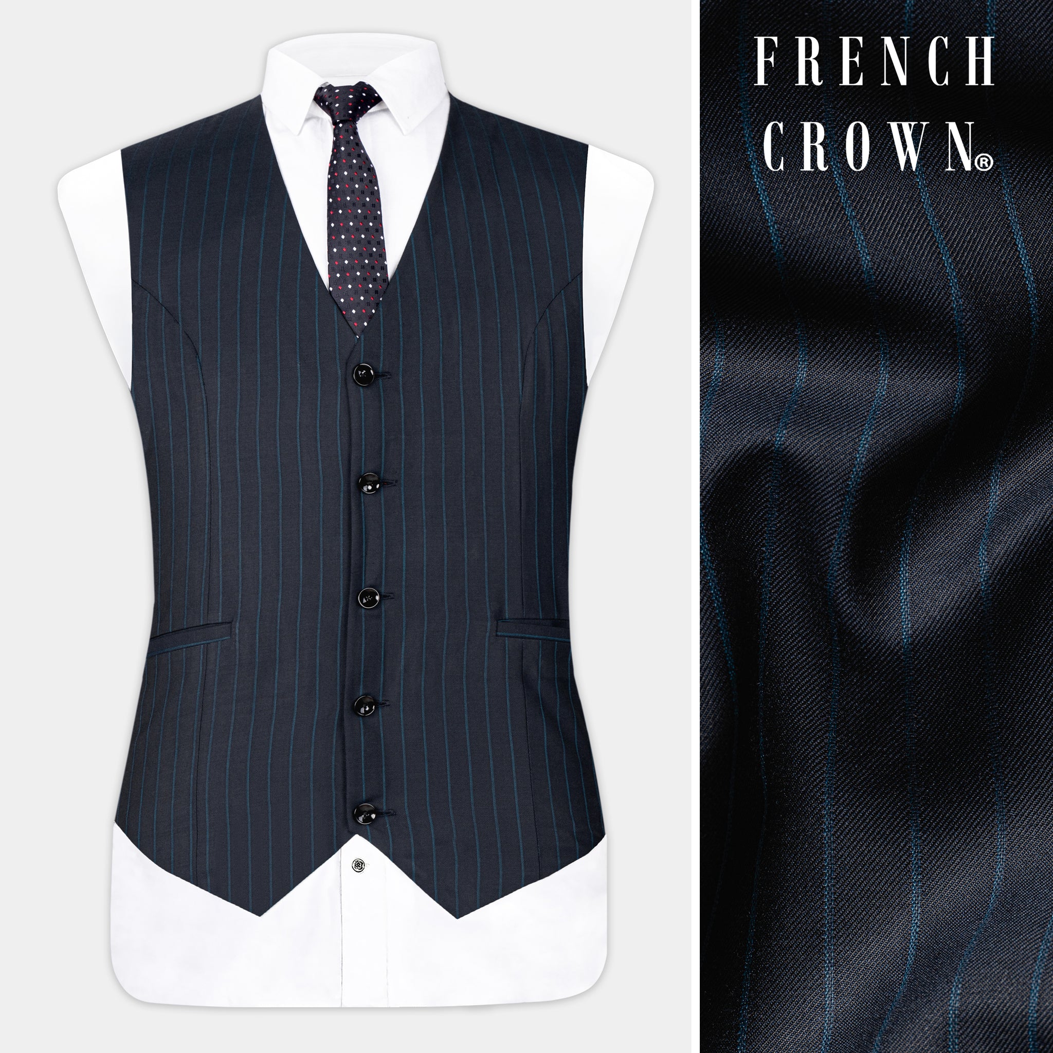 Men's Blue 5 Buttons Wedding Men's Vest ~ Waistcoat main image 0