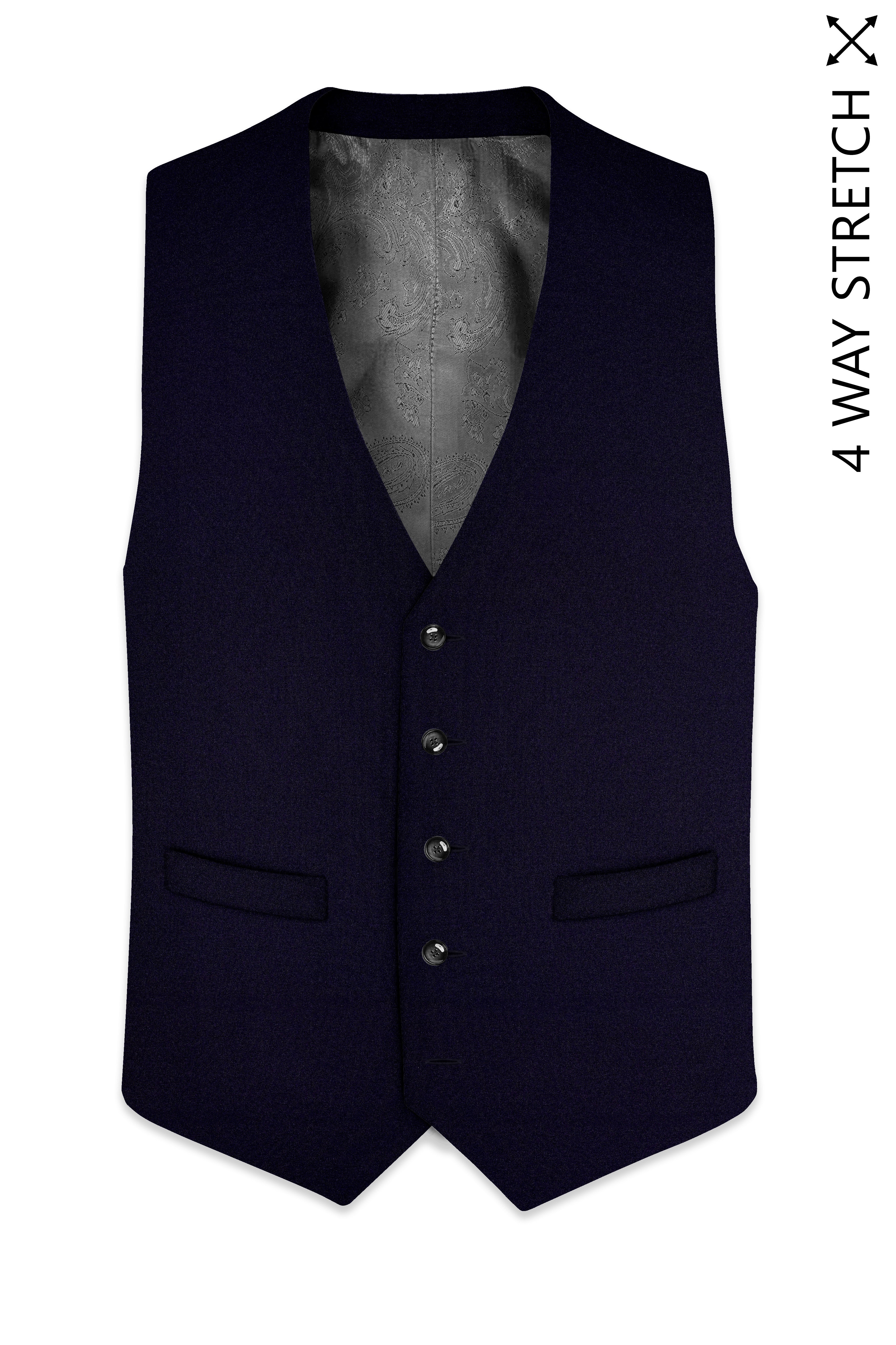 Vistaro-Korean Blue (The Best Blue We have) 4-Way Stretch Wool Rich Traveler Slight Stretch Waistcoat