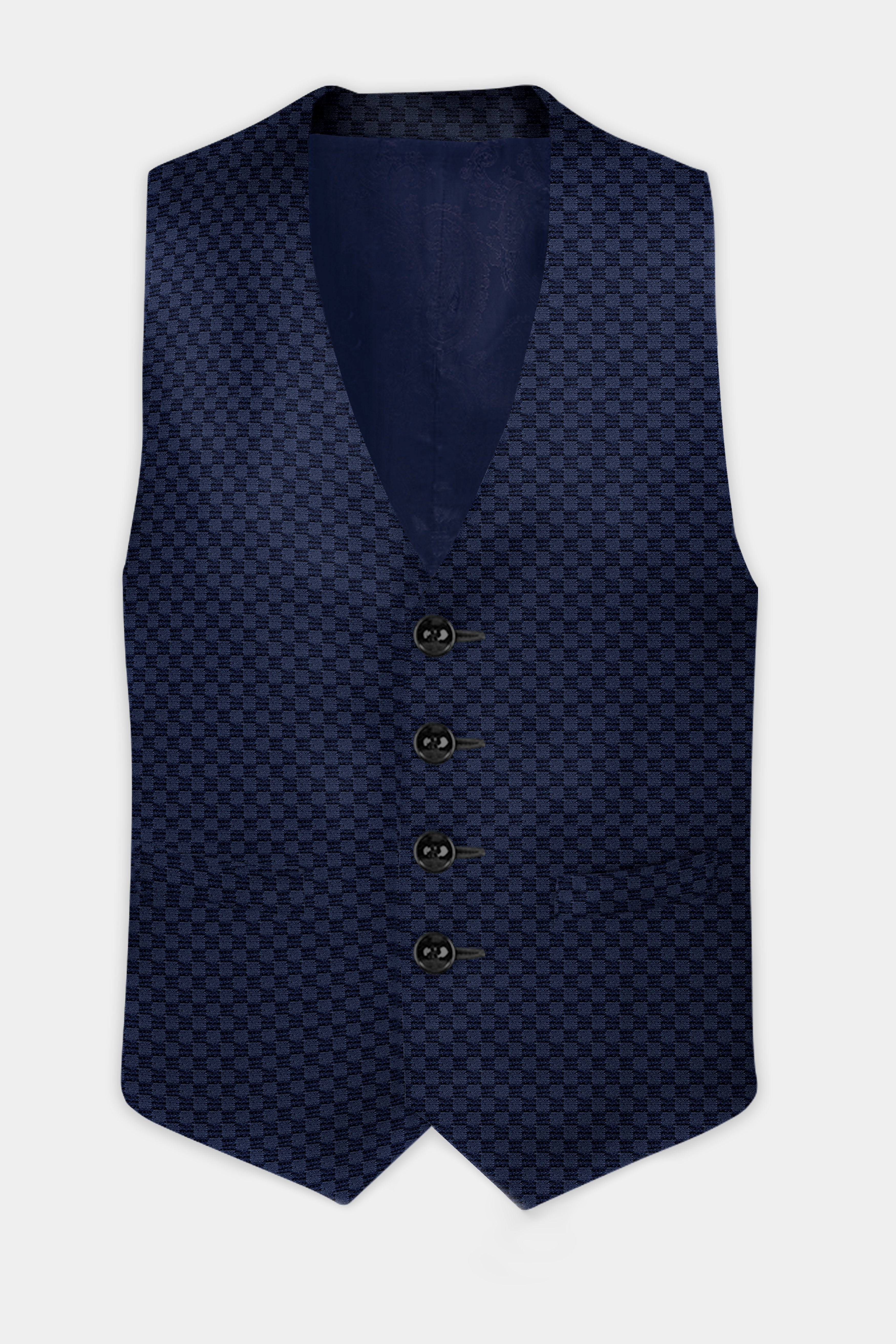 Midnight Blue Textured Waistcoat