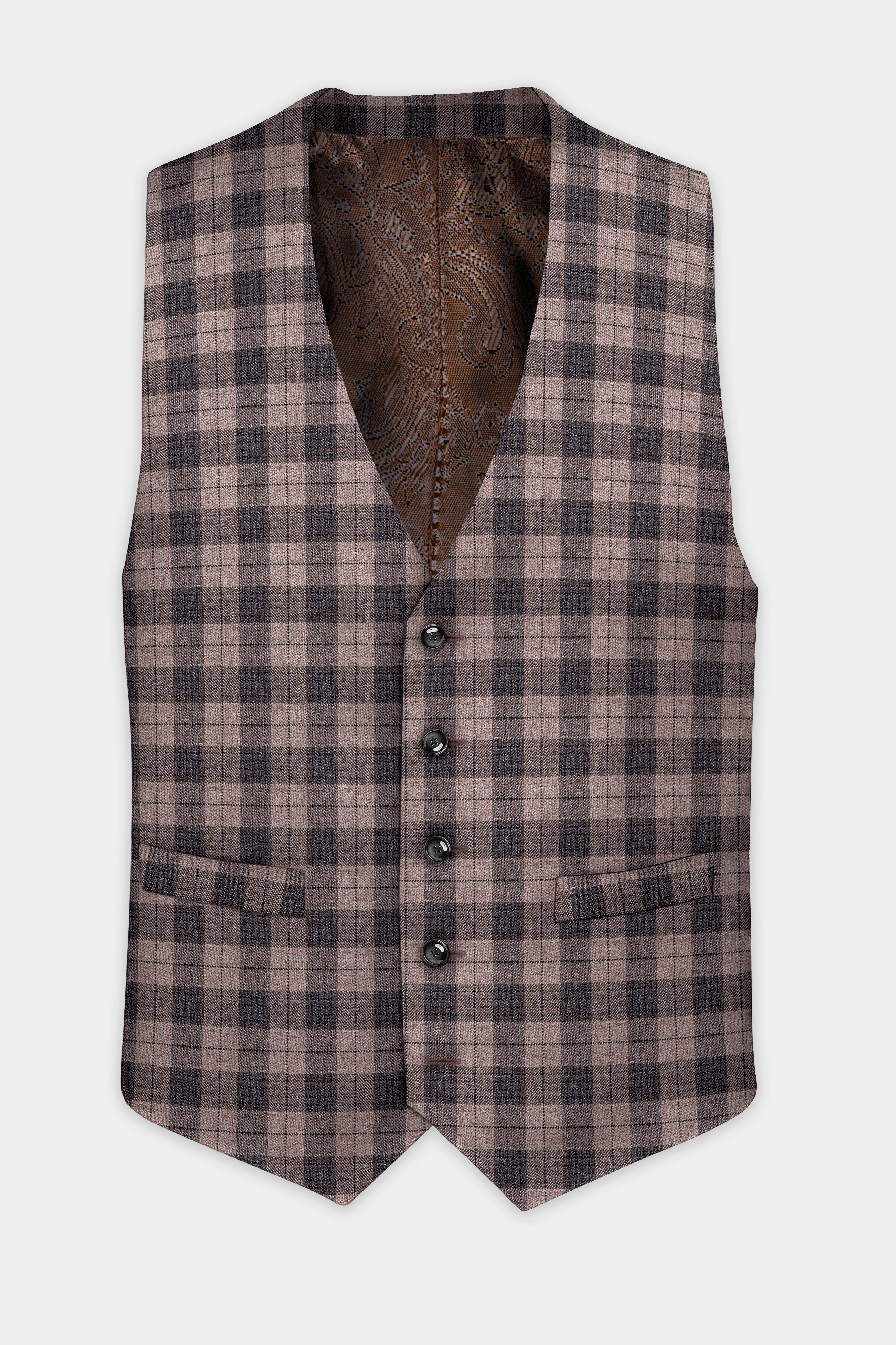 Vampire Brown Checks Plaid Waistcoat