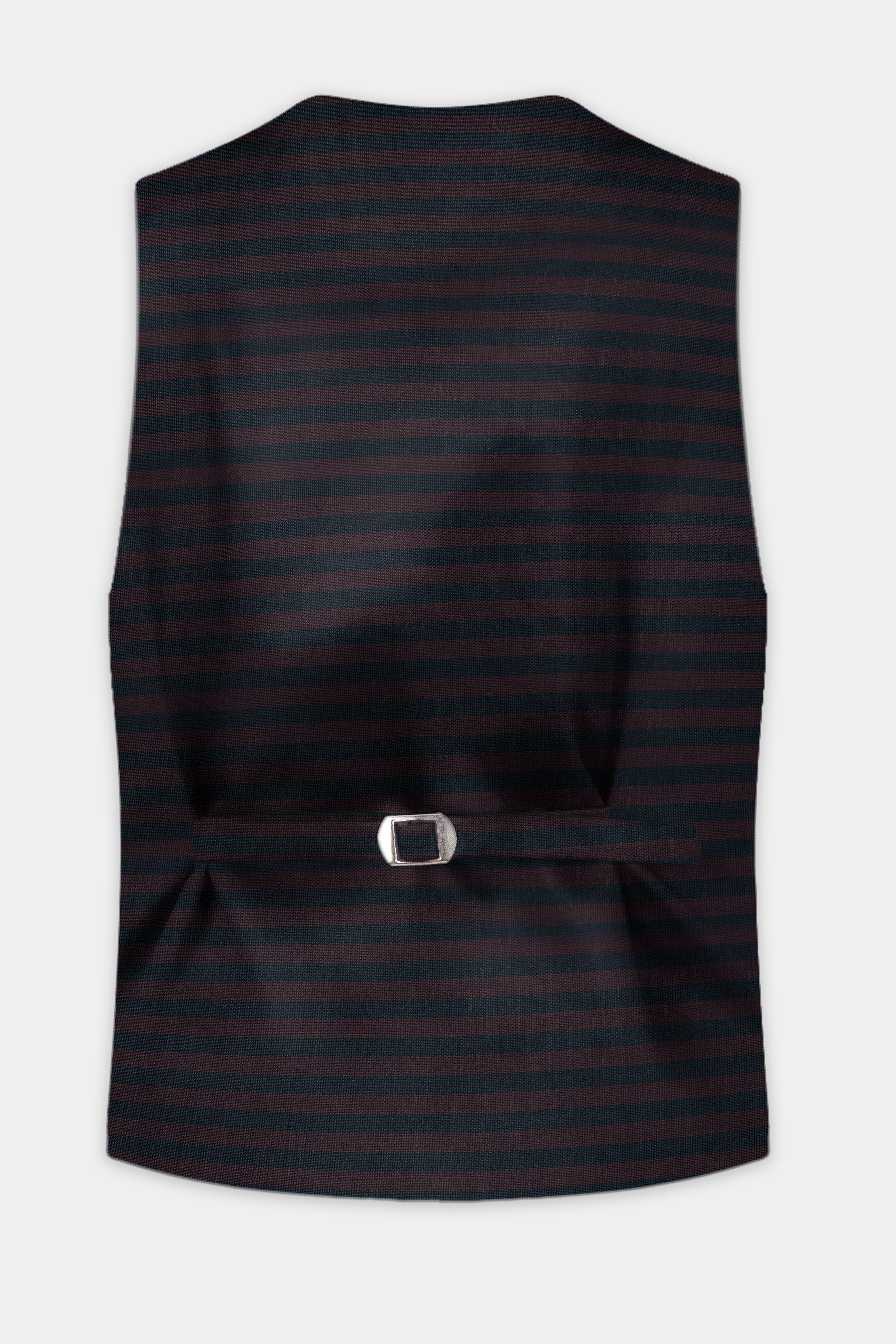 Jade Black with Shark Brown Striped Wool Blend Waistcoat