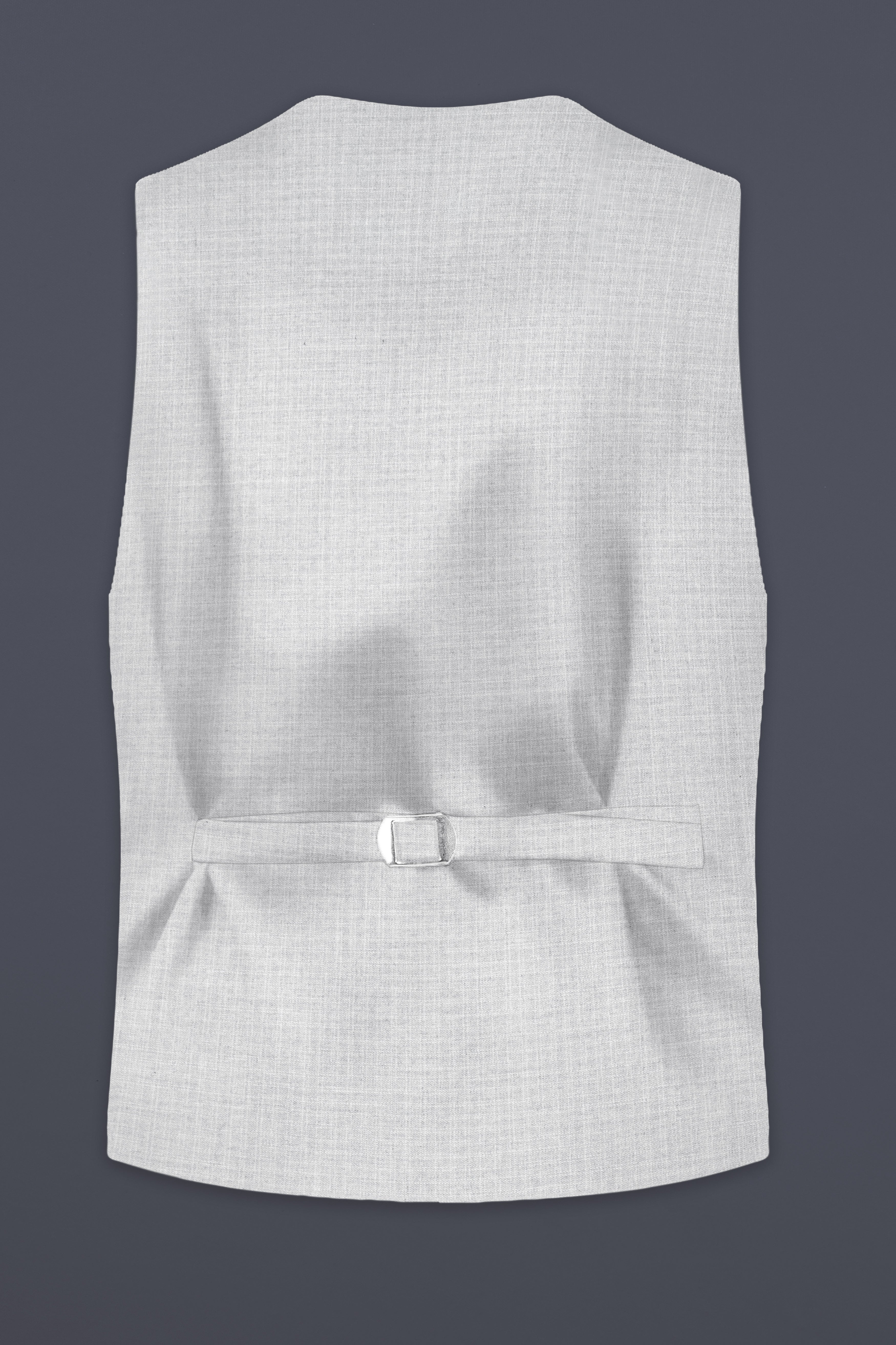 Pastel Gray Textured Wool Blend Waistcoat