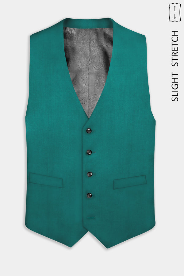 Verdant Classic-Surfie Green Solid Wool Rich Slight Stretch Waistcoat