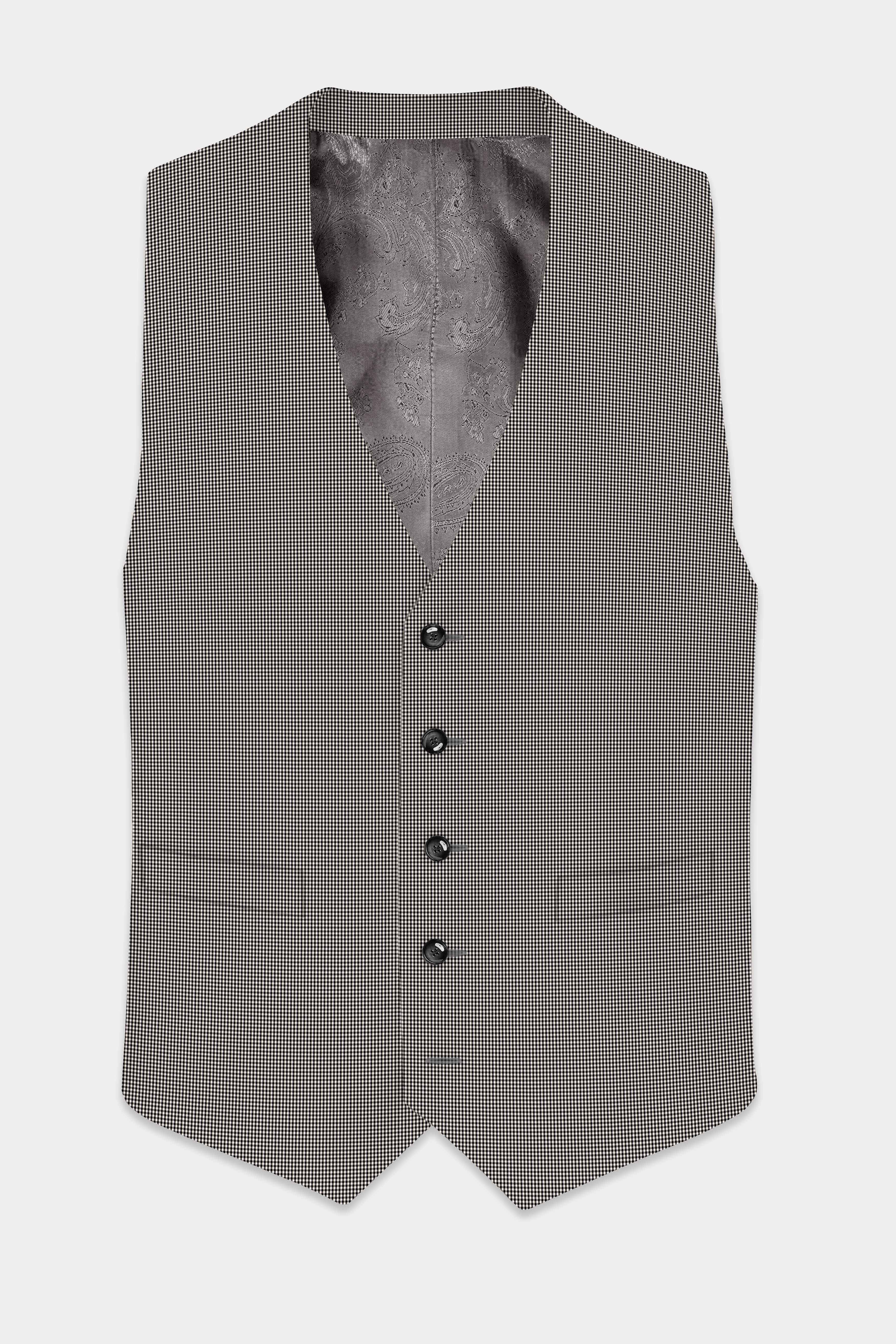 Mariner-Baltic Sea Blue And Bright White Gingham Plaid Wool Rich Waistcoat