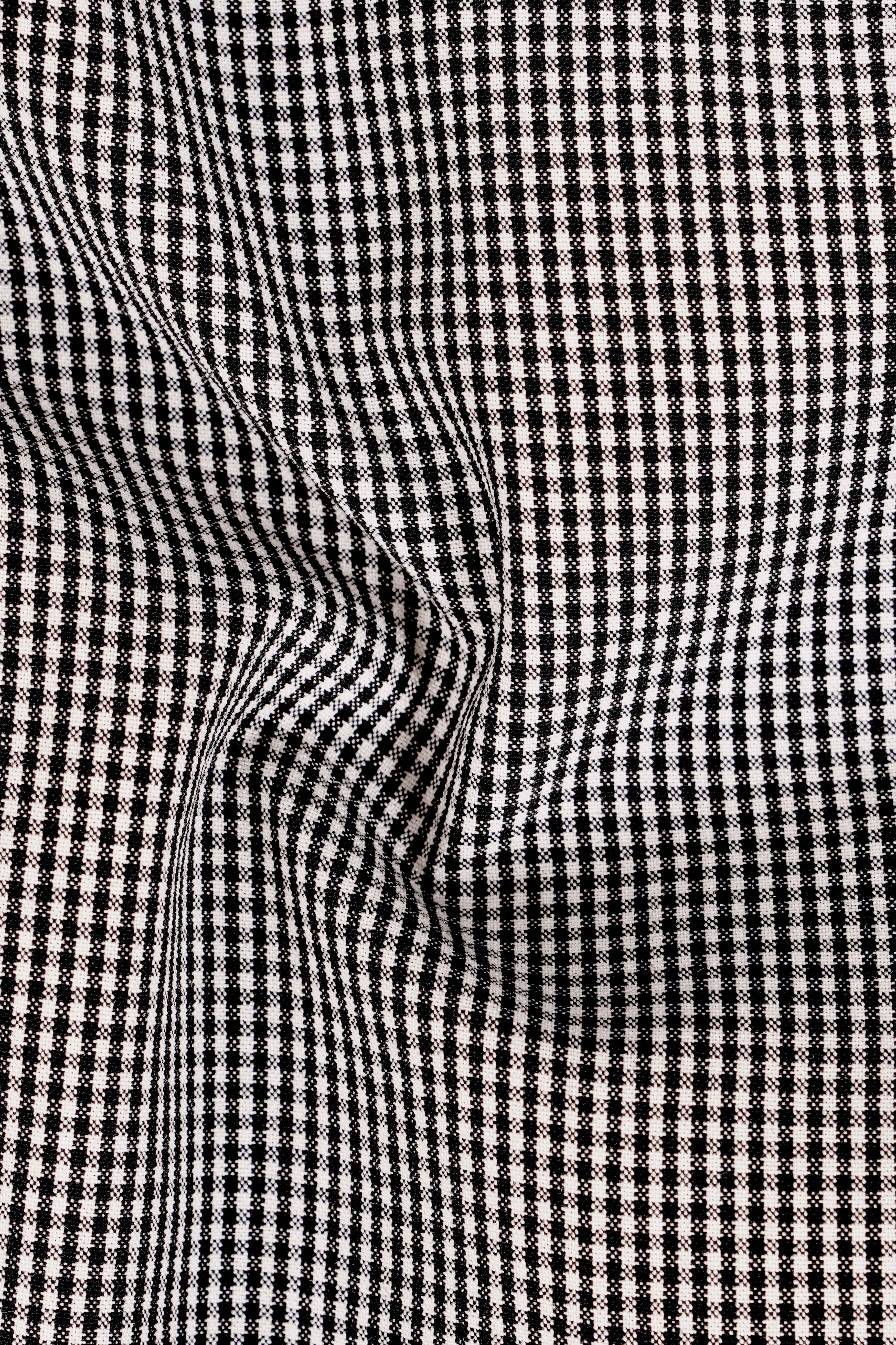 Mariner-Baltic Sea Blue And Bright White Gingham Plaid Wool Rich Waistcoat