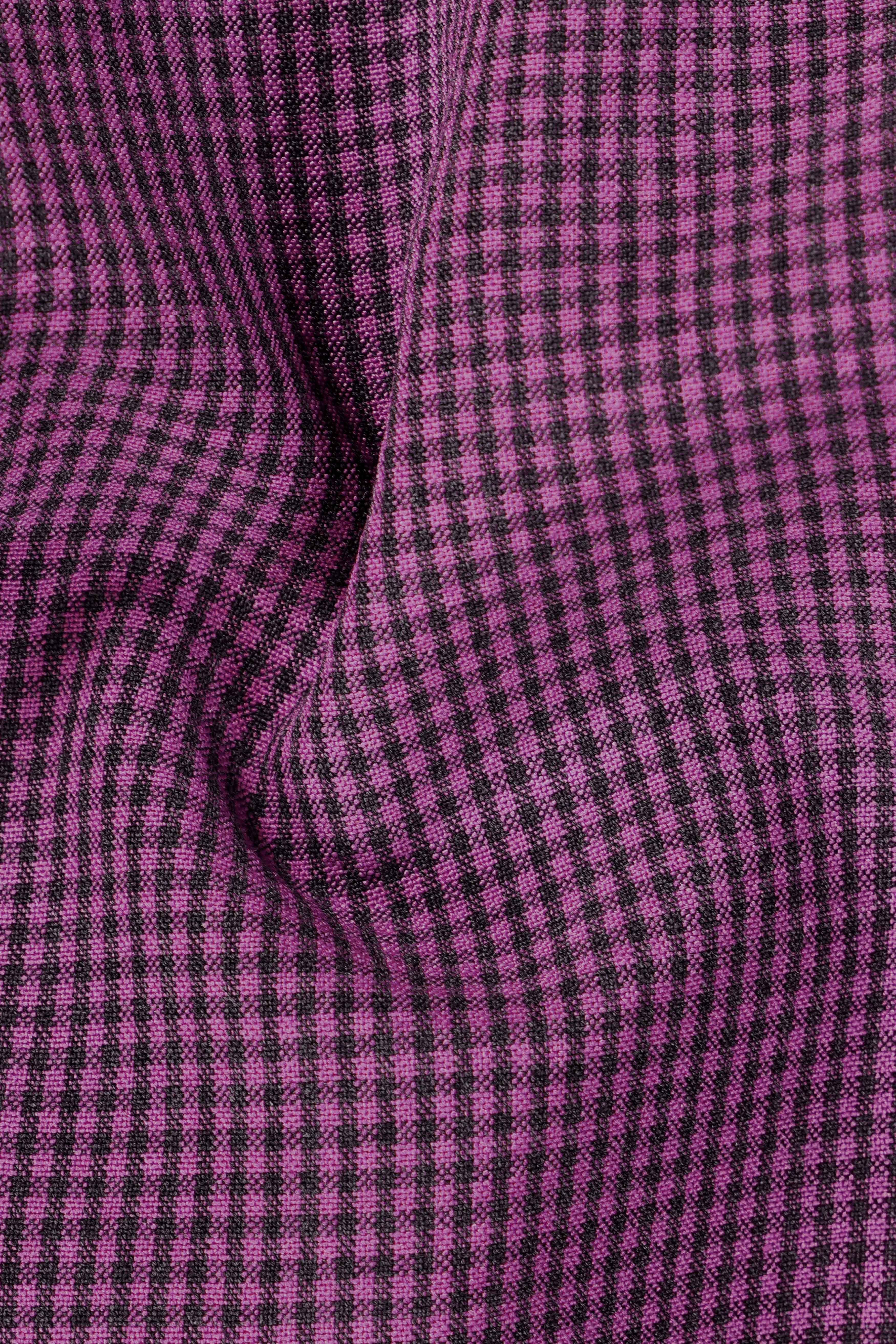 Orchid-Plum Pink Gingham Plaid Wool Rich Waistcoat