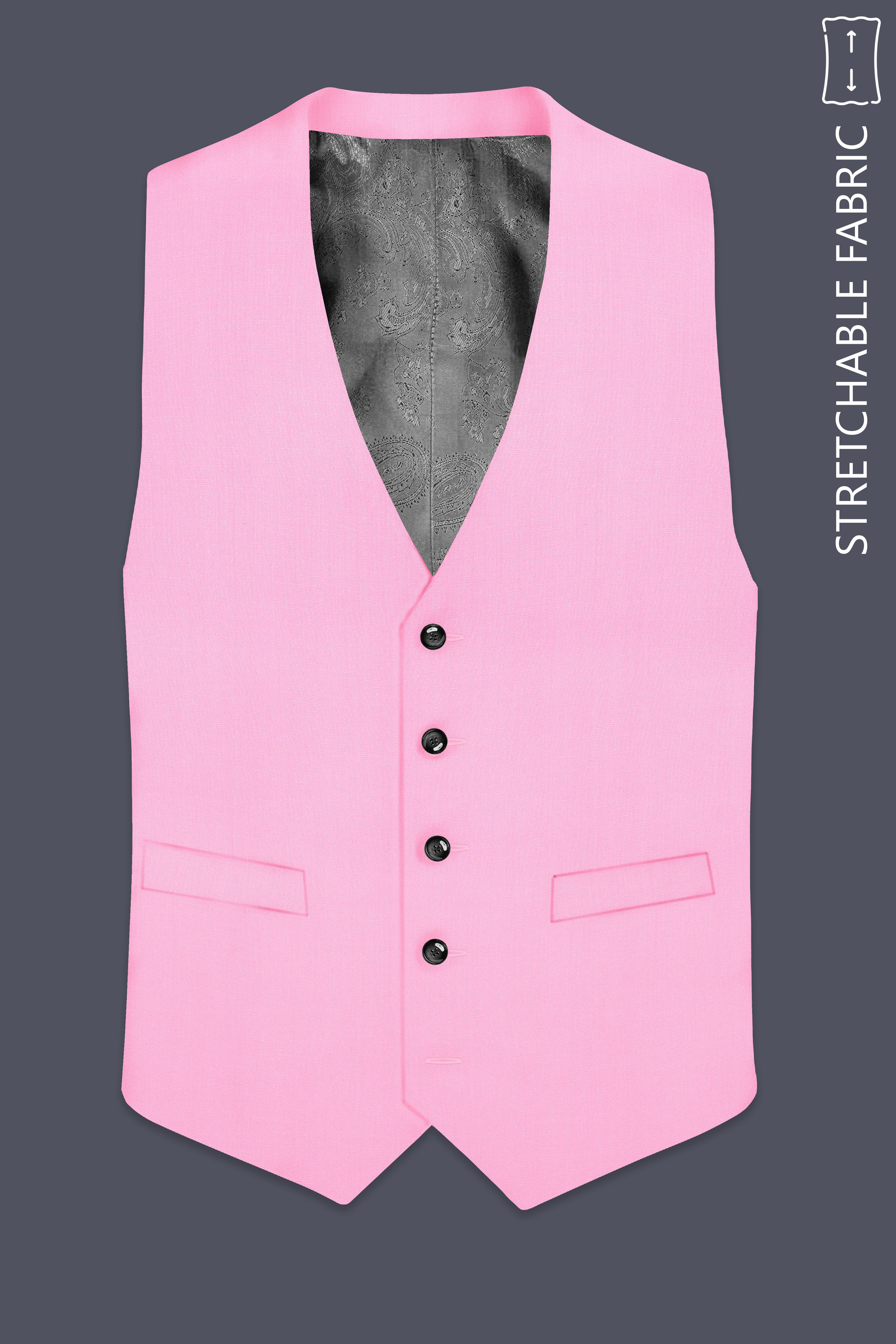Rosé Reverie-Pestel Pink Solid Wool Rich Stretchable Waistcoat