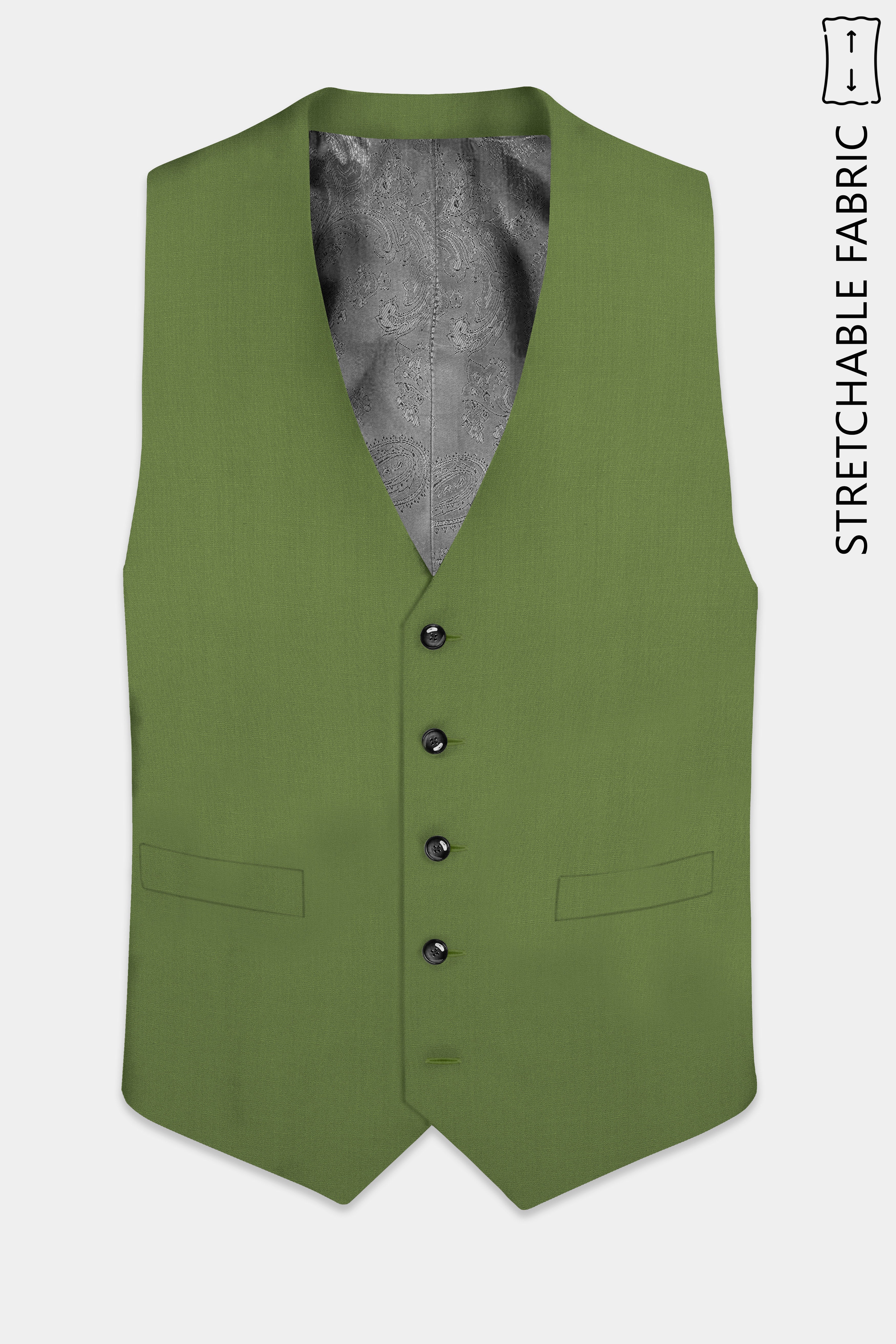Sage Regal-Dingley Green Solid Wool Rich Slight Stretch Waistcoat