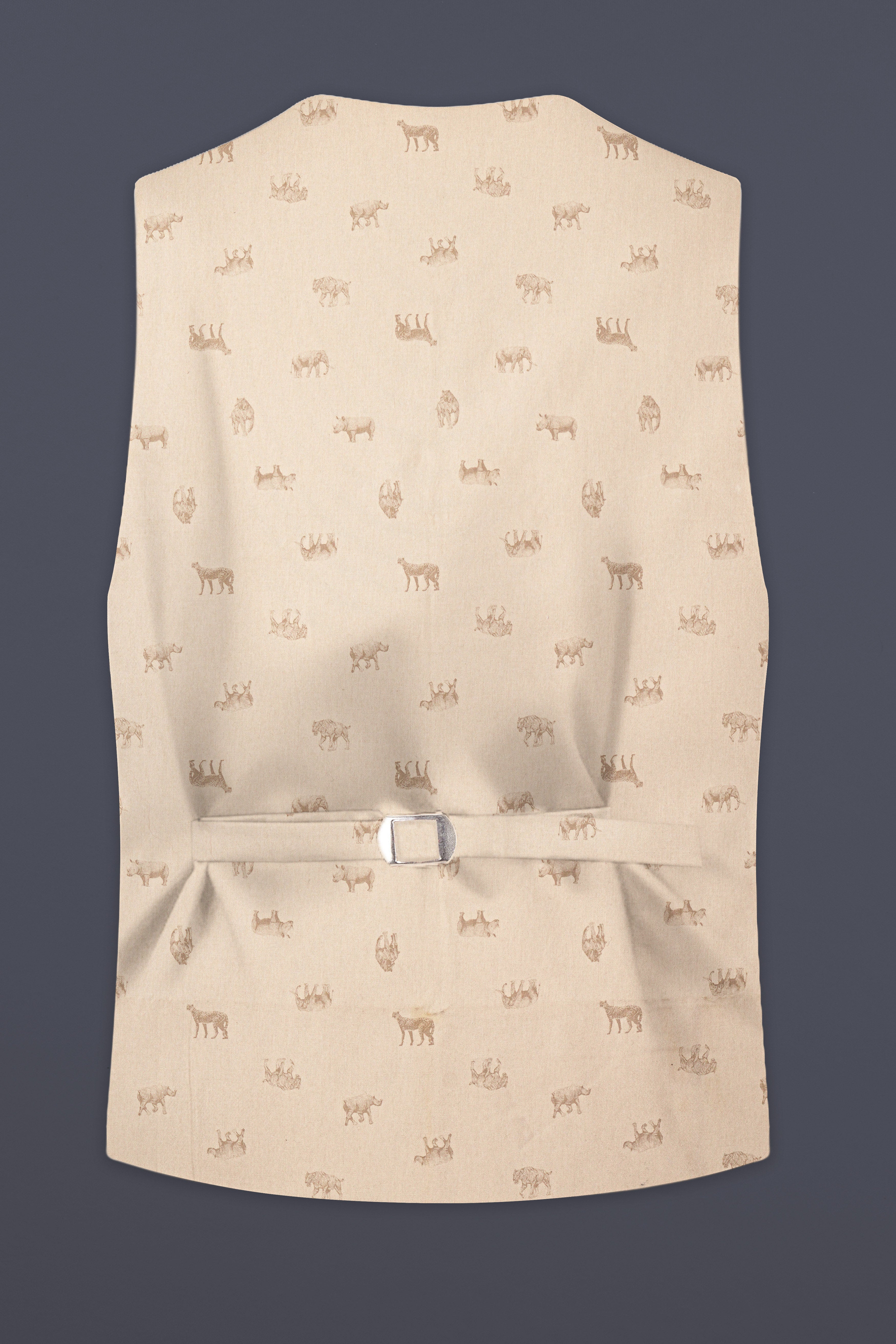 Ivory Wild-Vanilla Cream Animal Printed Cotton Waistcoat