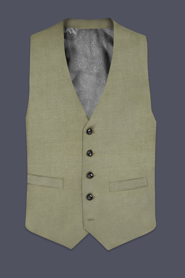 Citron-Lemon Grass Green Solid Wool Rich Slight Stretch Waistcoat