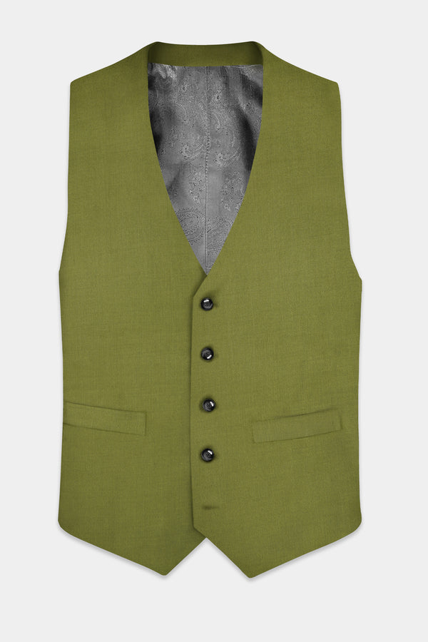 Glade-Muddy Green Solid Wool Rich Slight Stretch Waistcoat
