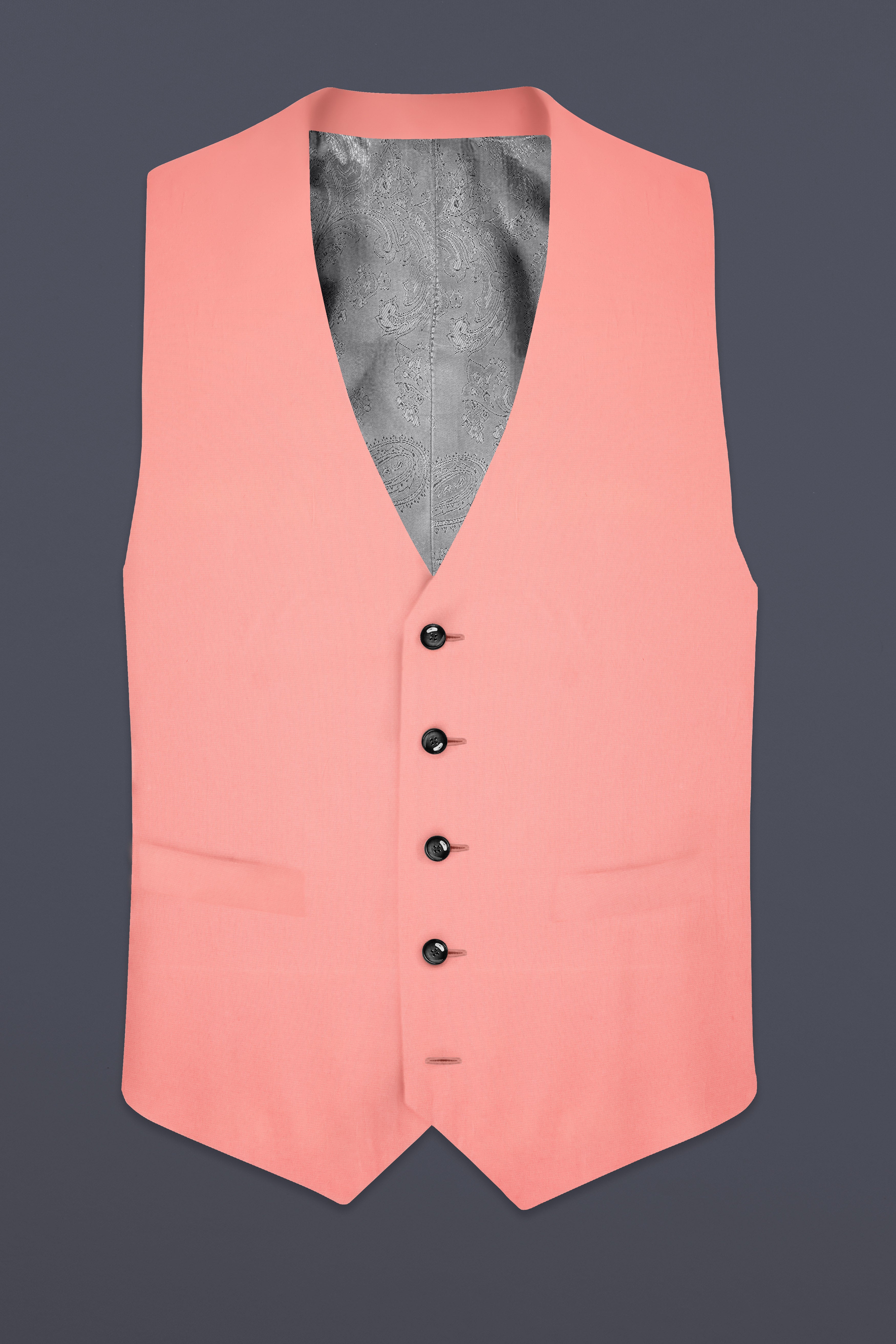 Flamingo Pink Solid Cotton Waistcoat