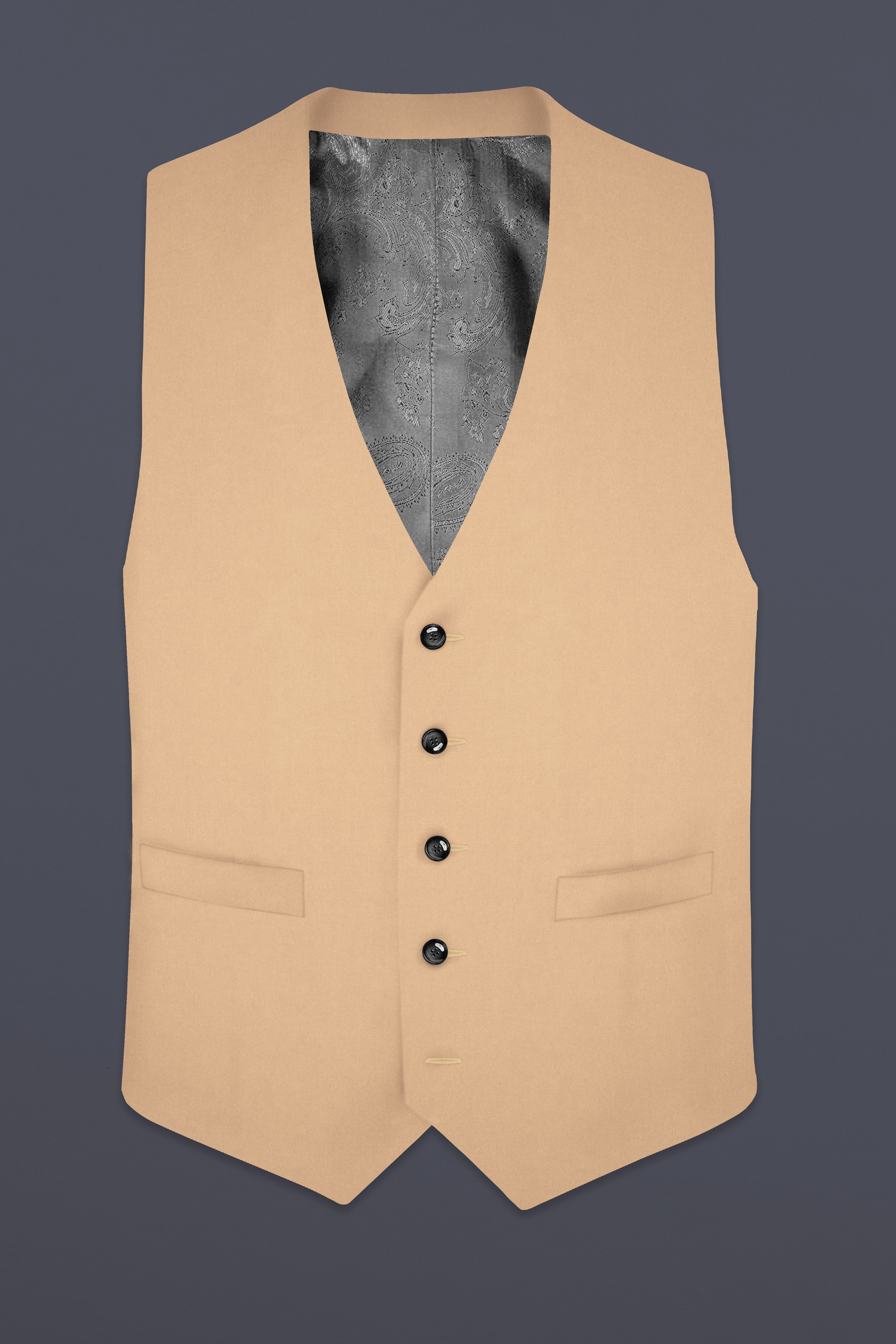 Cameo Cream Solid Cotton Waistcoat