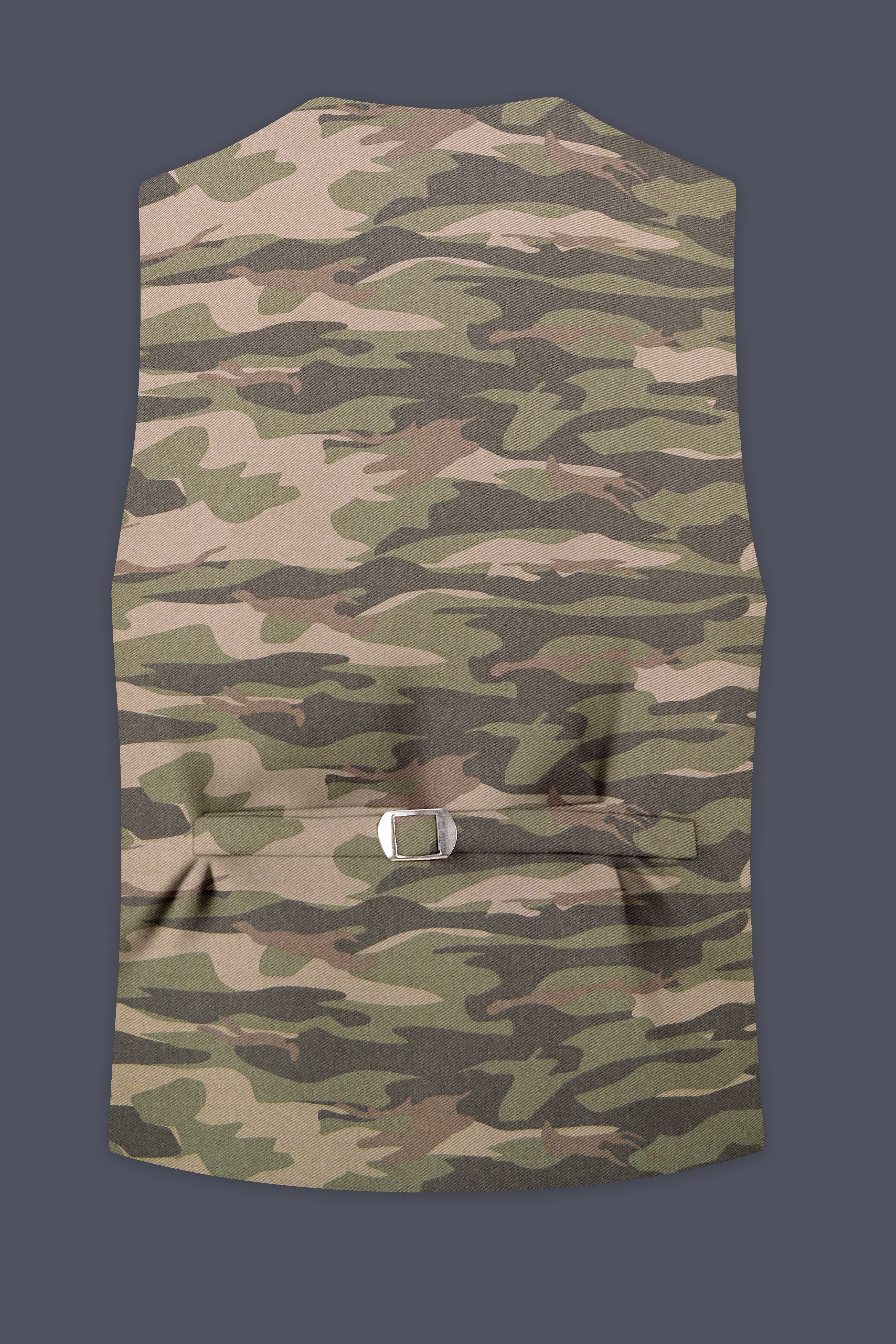 Crocodile Brown And Wenge Camouflage Printed Cotton Waistcoat