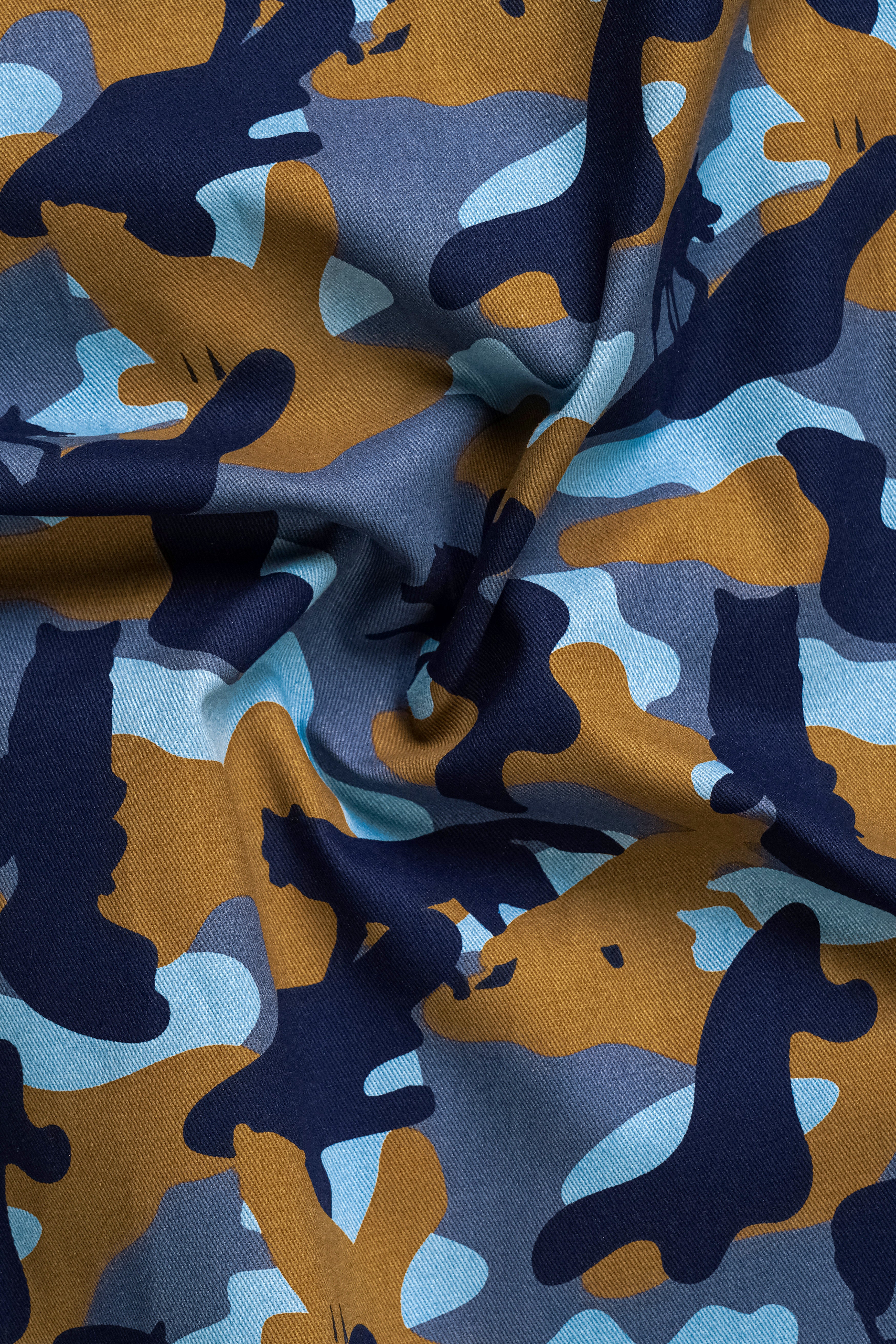 Martinique Blue And Irish Brown Camouflage Printed Waistcoat
