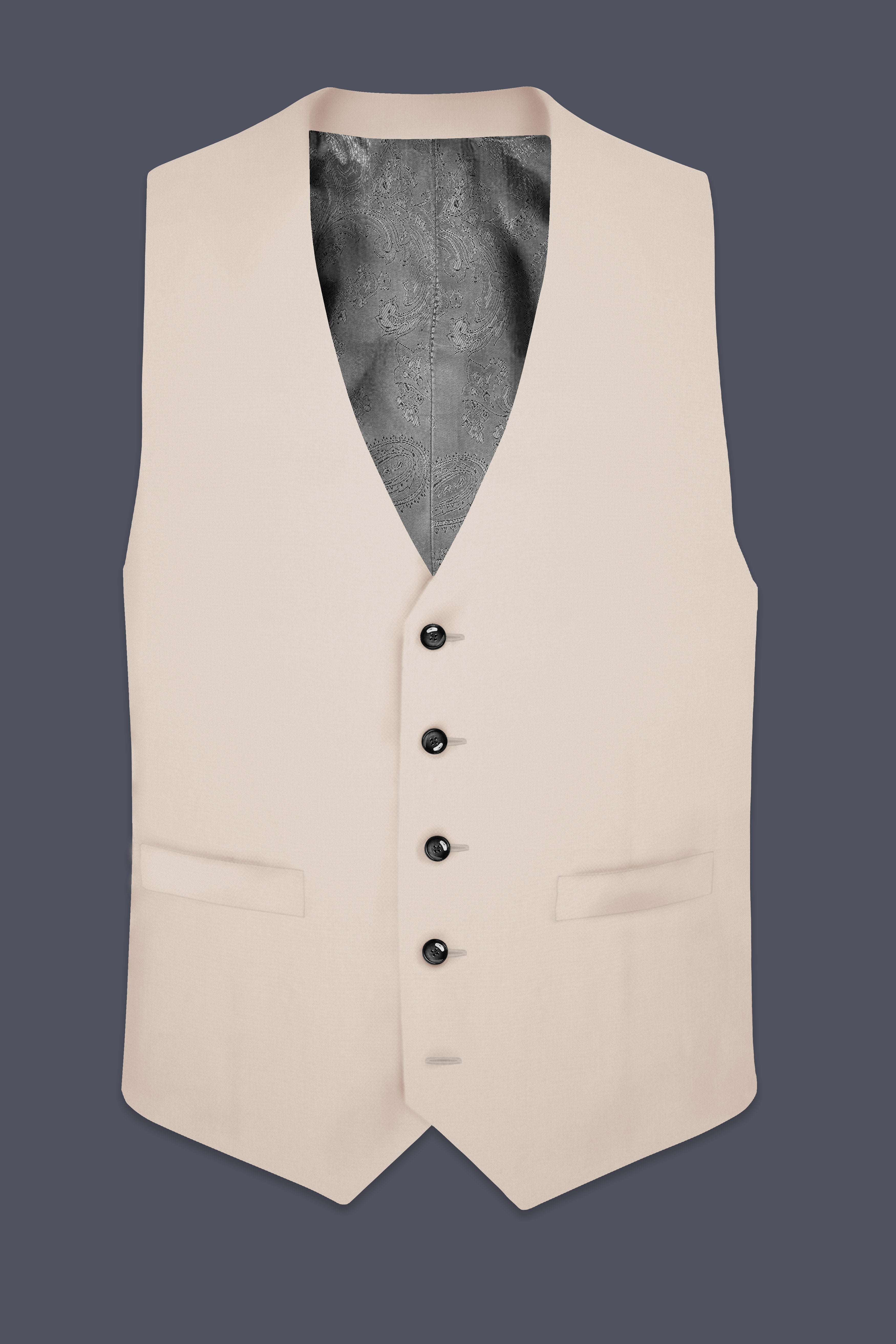 Wafer Cream Solid Cotton Waistcoat