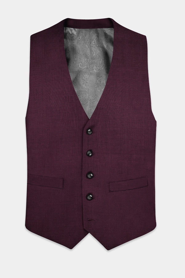 Merlot-Bistre Wine Maroon Solid Wool Rich Stretchable Waistcoat