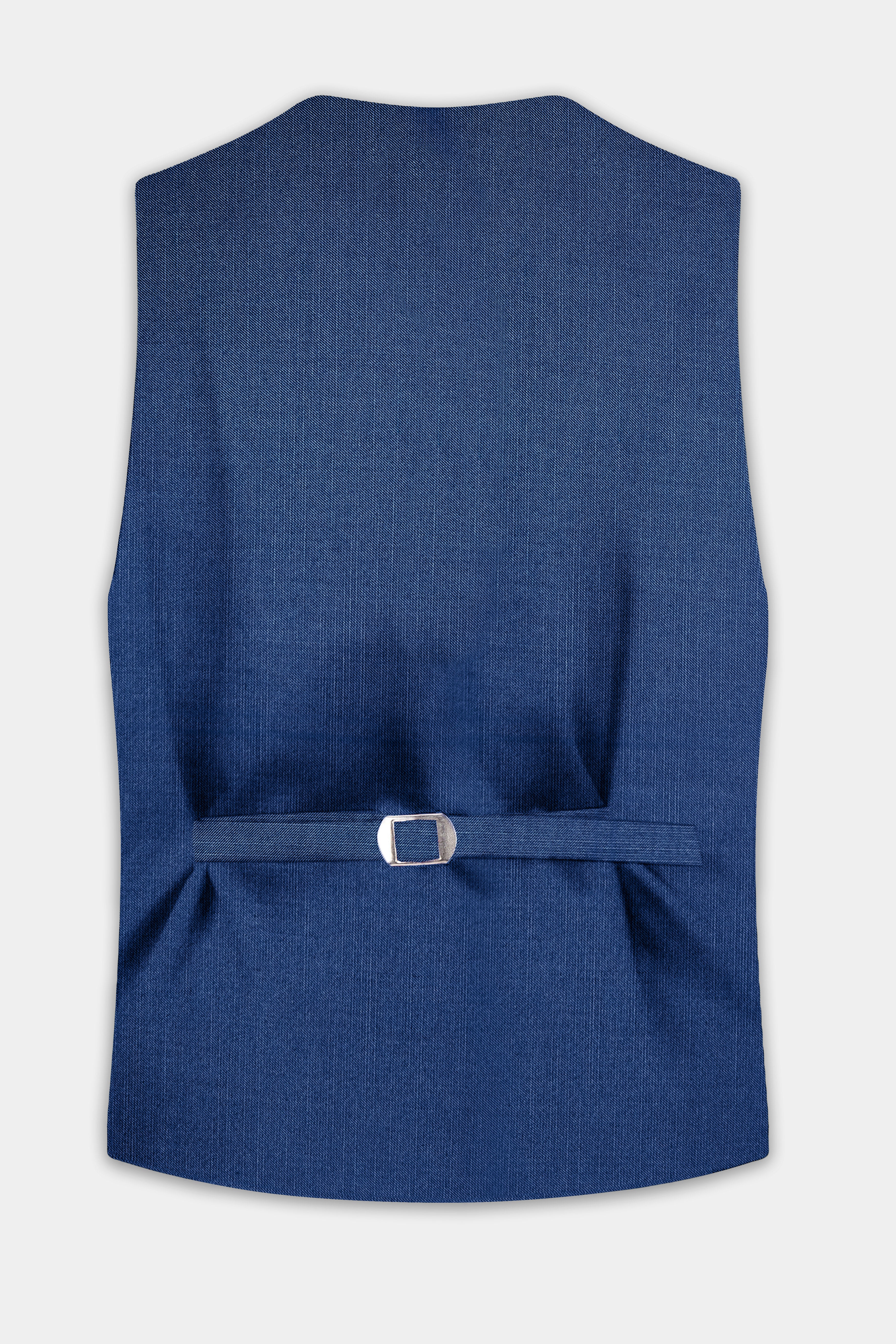 Marinoir-Cello Blue Solid Wool Rich Slight Stretch Waistcoat