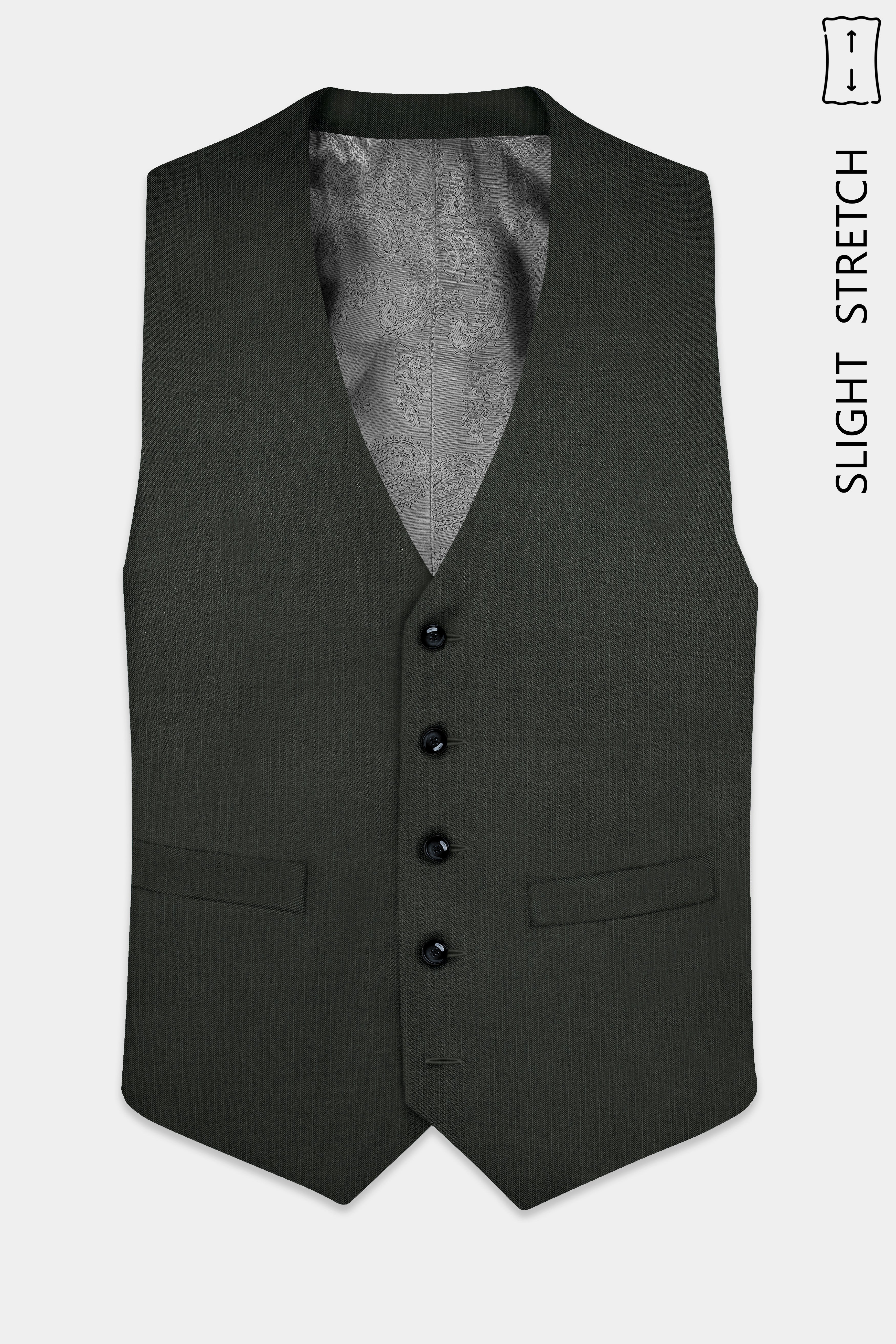 Shafton-Mine Shaft Green Solid Wool Rich Slight Stretch Waistcoat