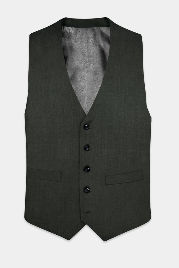 Shafton-Mine Shaft Green Solid Wool Rich Slight Stretch Waistcoat