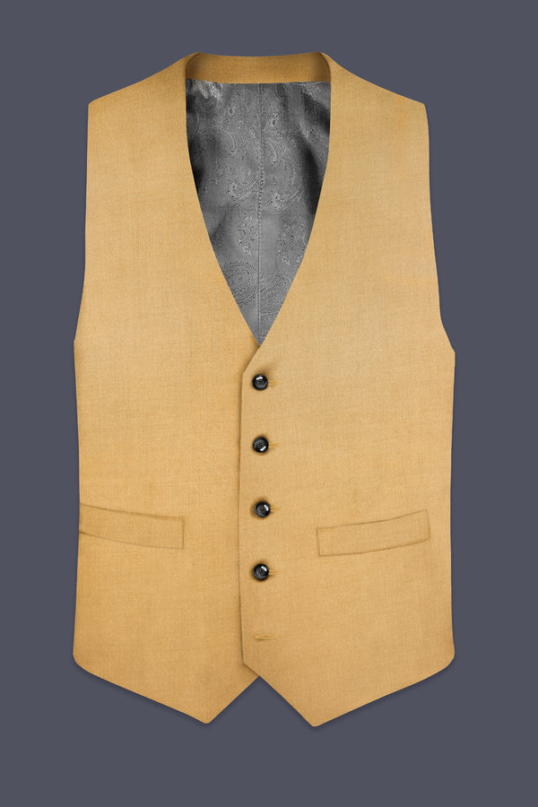 Marula-Desert Yellow Solid Wool Rich Slight Stretch Waistcoat