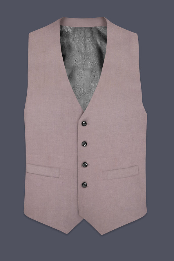 Amour-Rose Quartz Pink Solid Wool Rich Stretchable Waistcoat