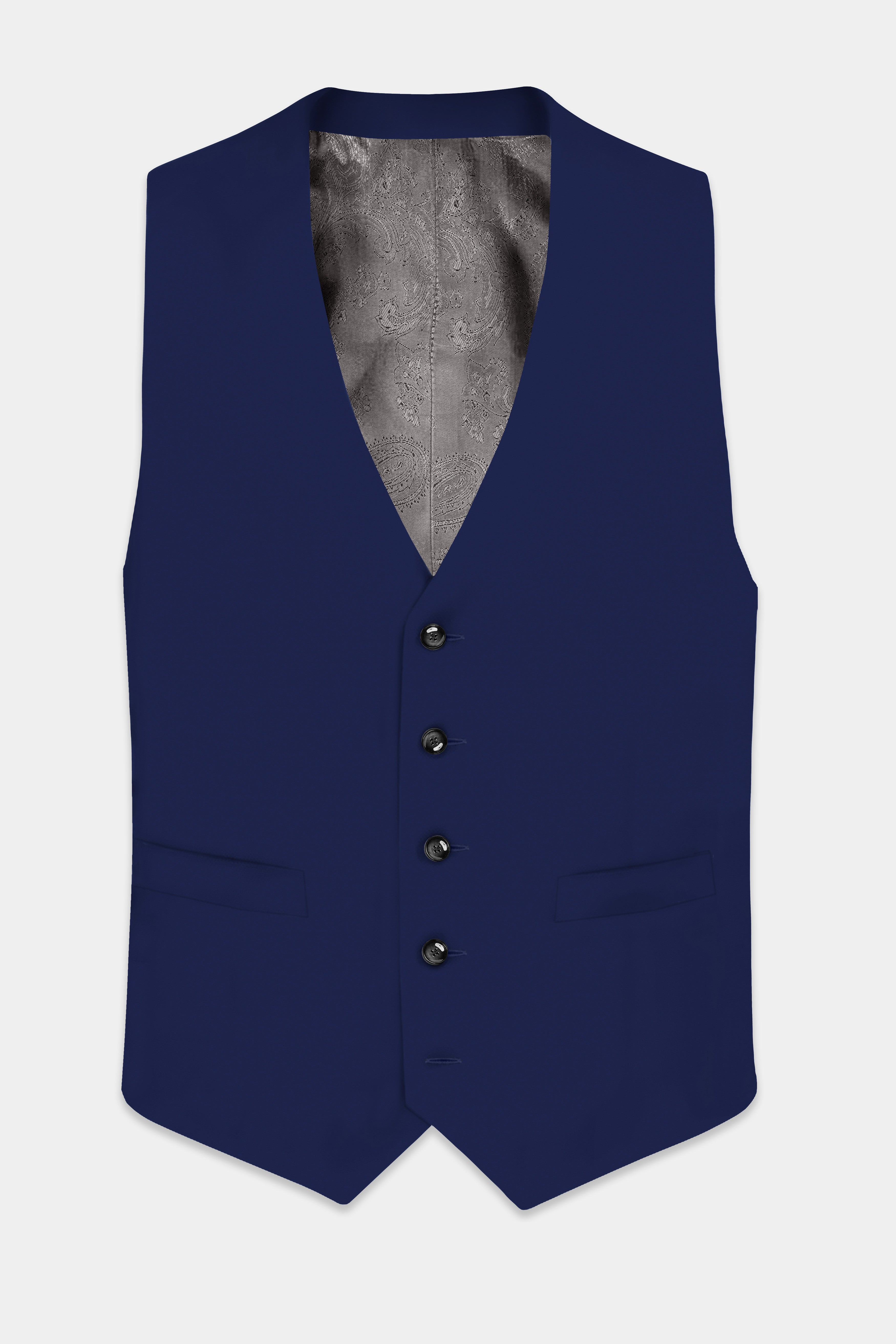 Berry Blue Solid Wool Rich Waistcoat