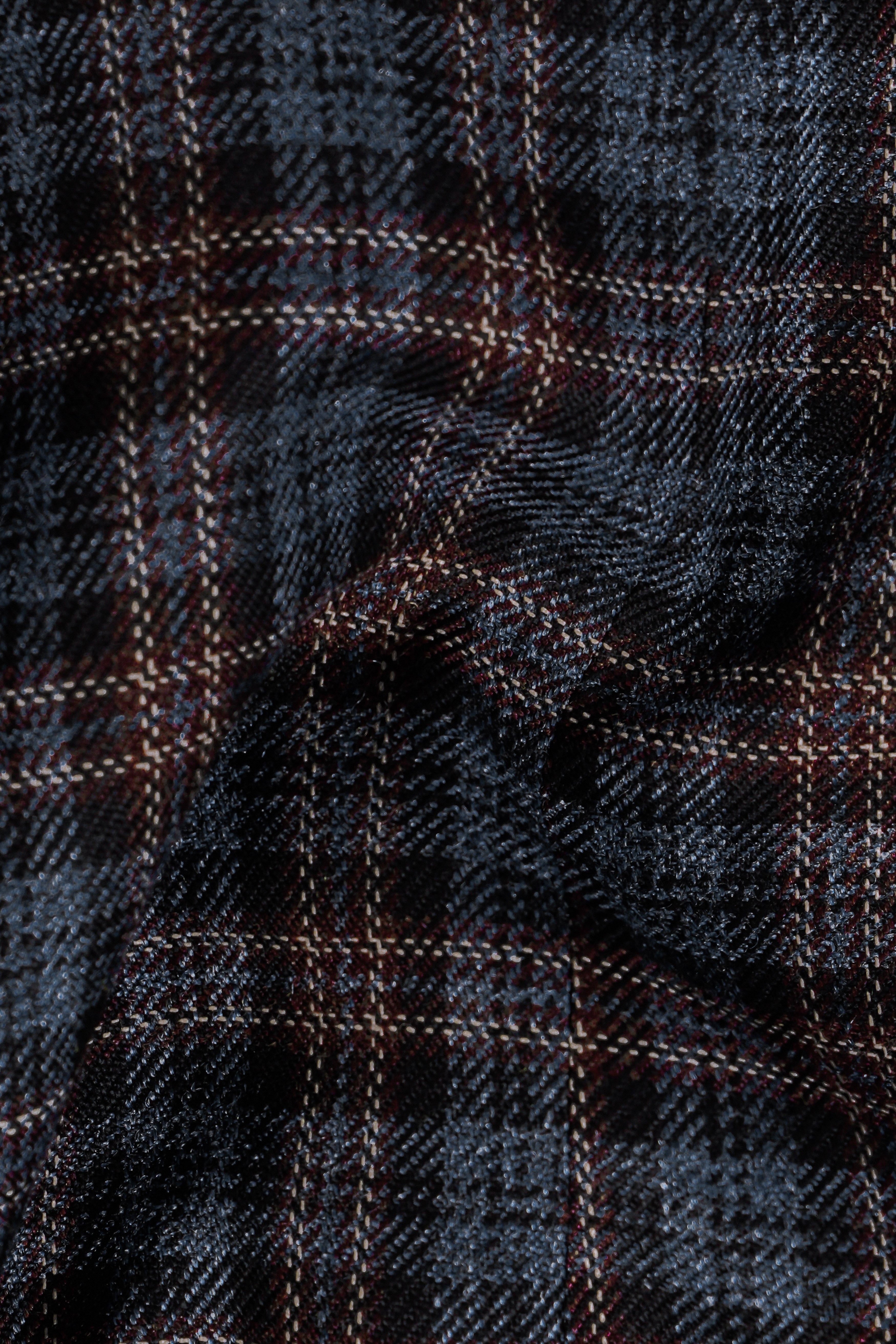Asphalt Blue Plaid Wool Rich Waistcoat