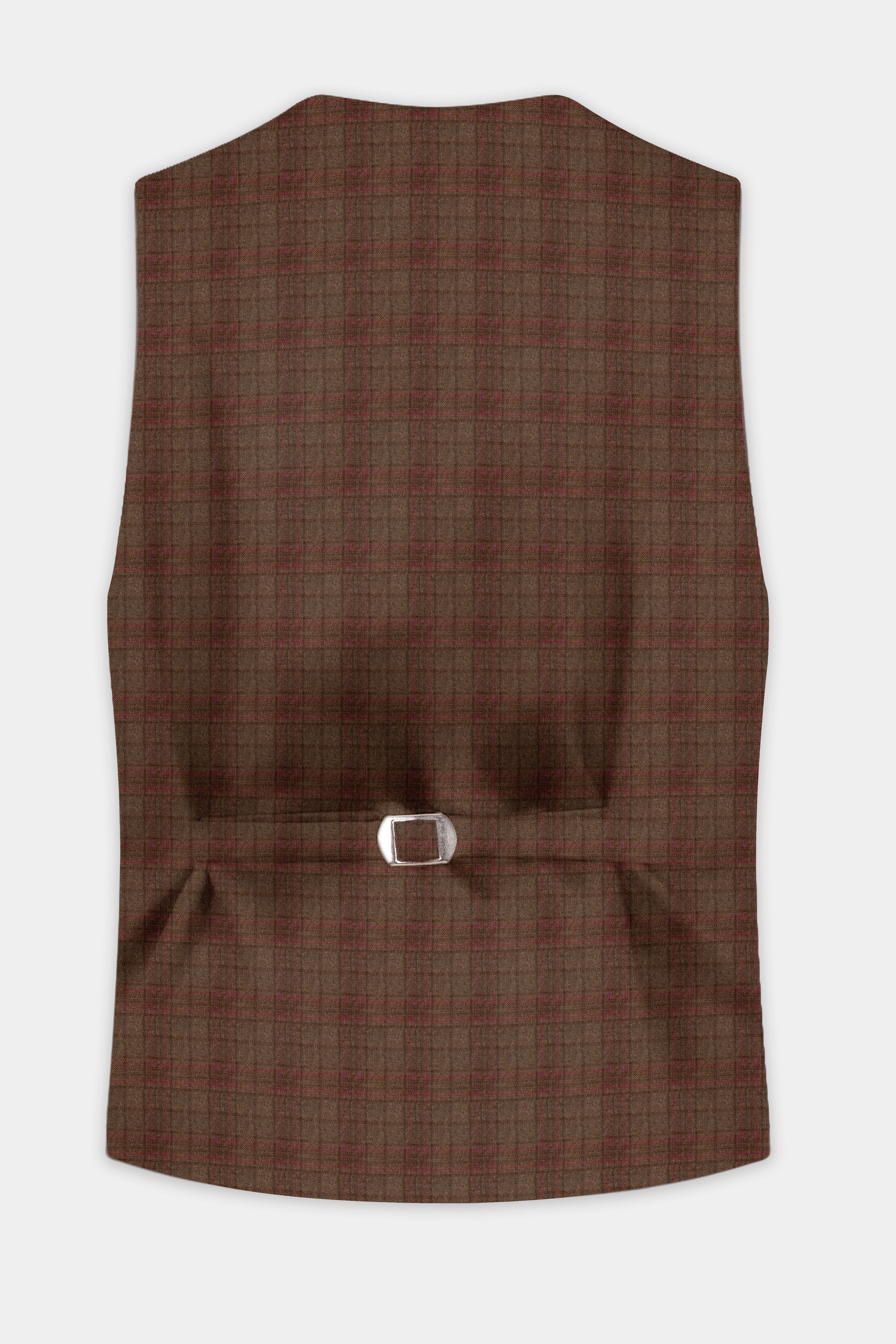 Cango Brown Plaid Wool Rich Waistcoat