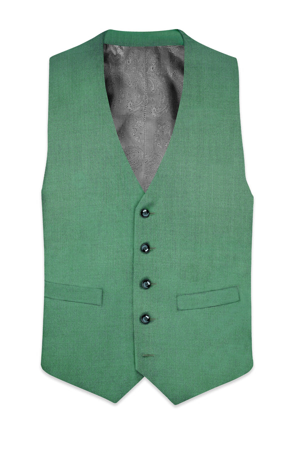 Viridian Green Solid Wool Rich Stretchable Waistcoat