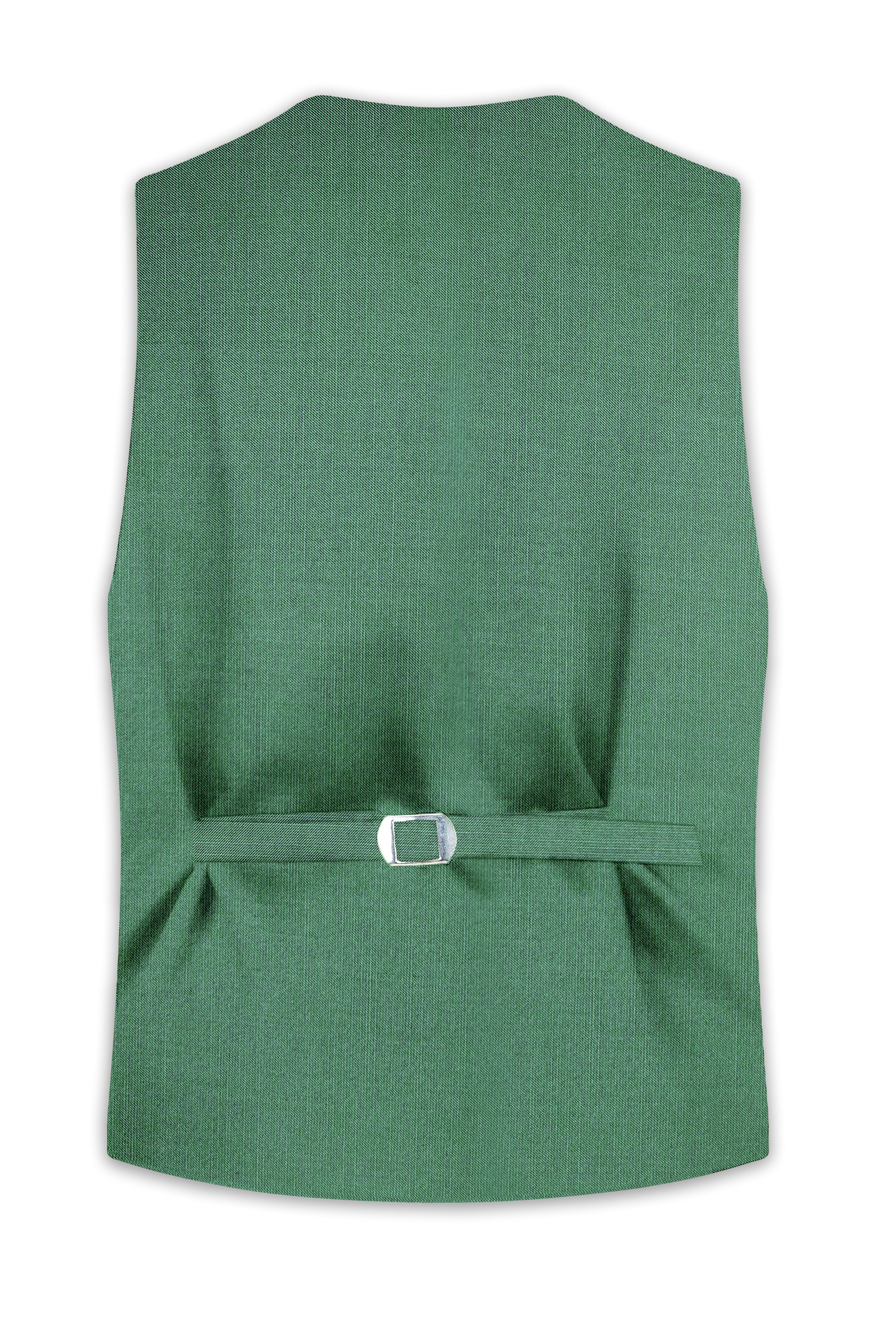 Viridian Green Solid Wool Rich Slight Stretch Waistcoat