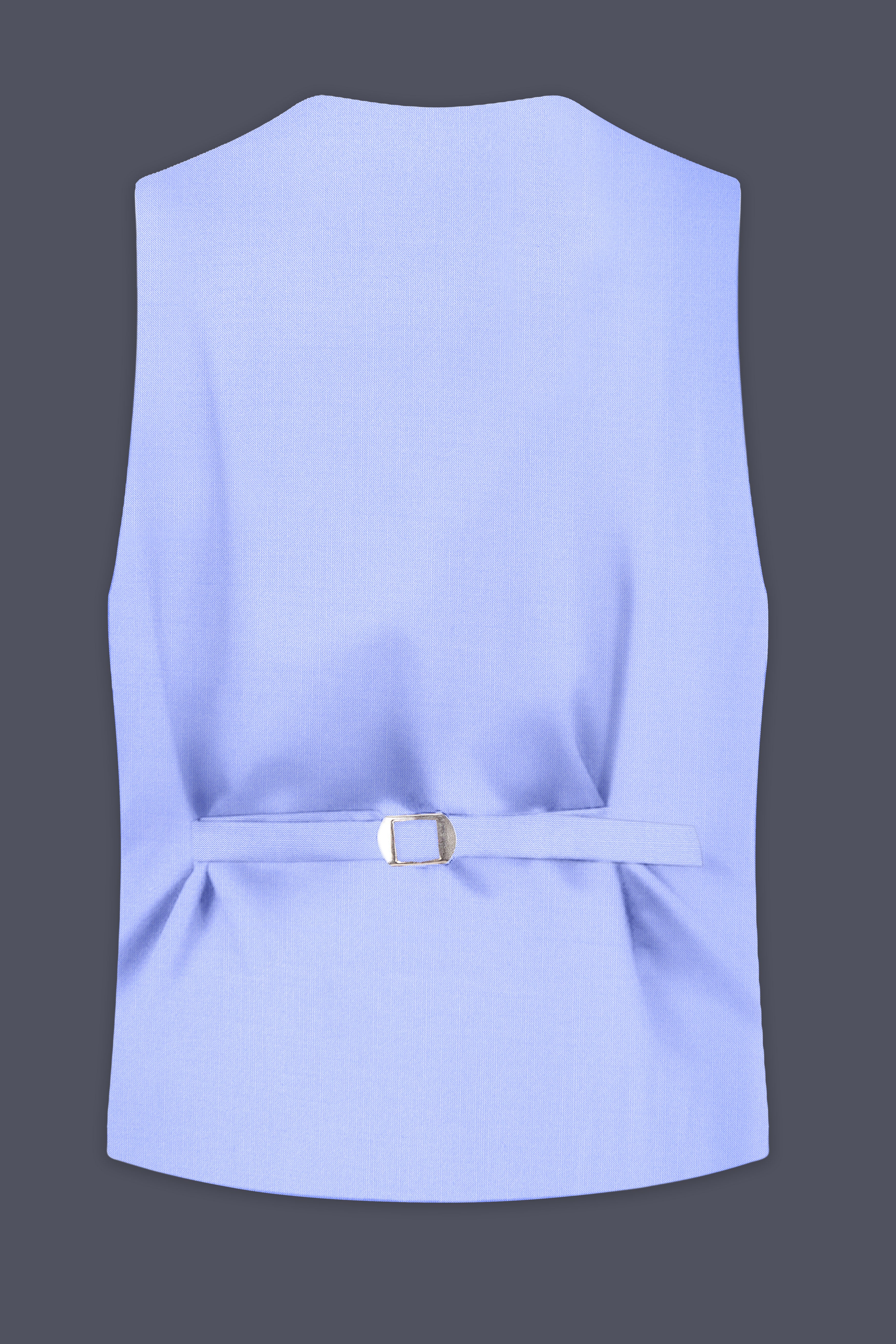 Periwinkle Blue Solid Wool Rich Slight Stretch Waistcoat