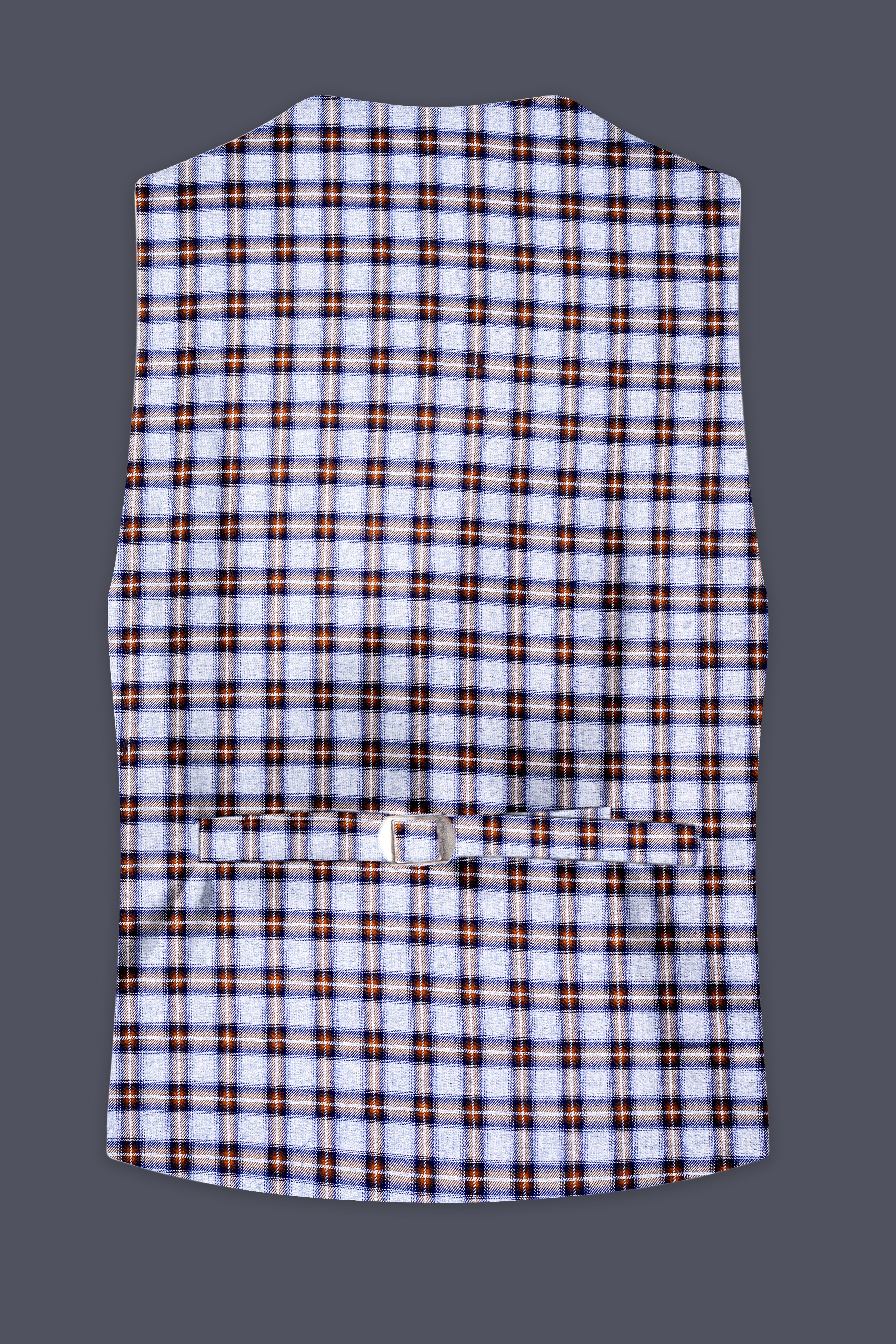 Castaire-Chateau Blue with Cocoa Brown Plaid Wool Rich Waistcoat