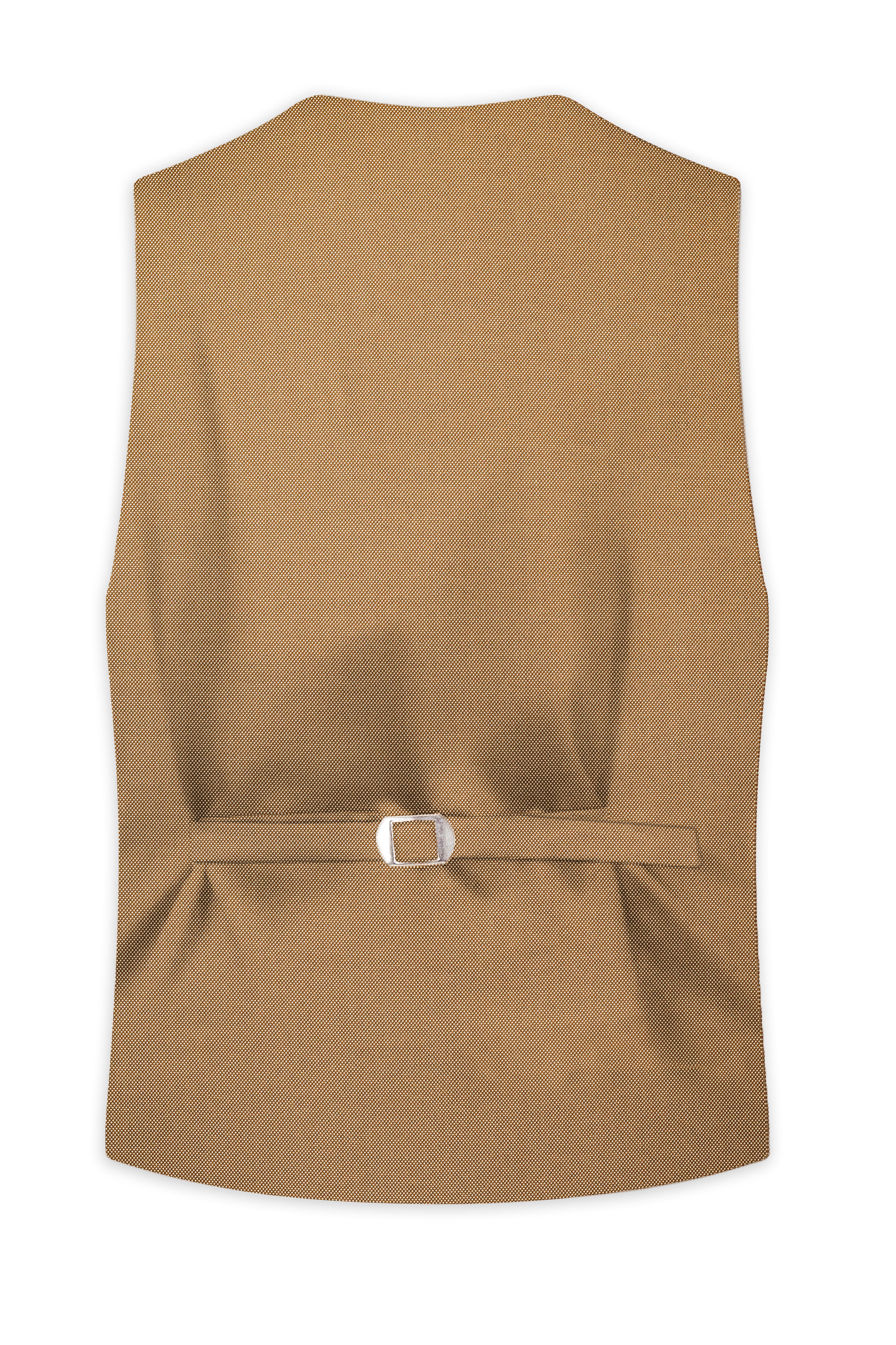 Aurenzo-Muesli Brown Textured Wool Rich Waistcoat