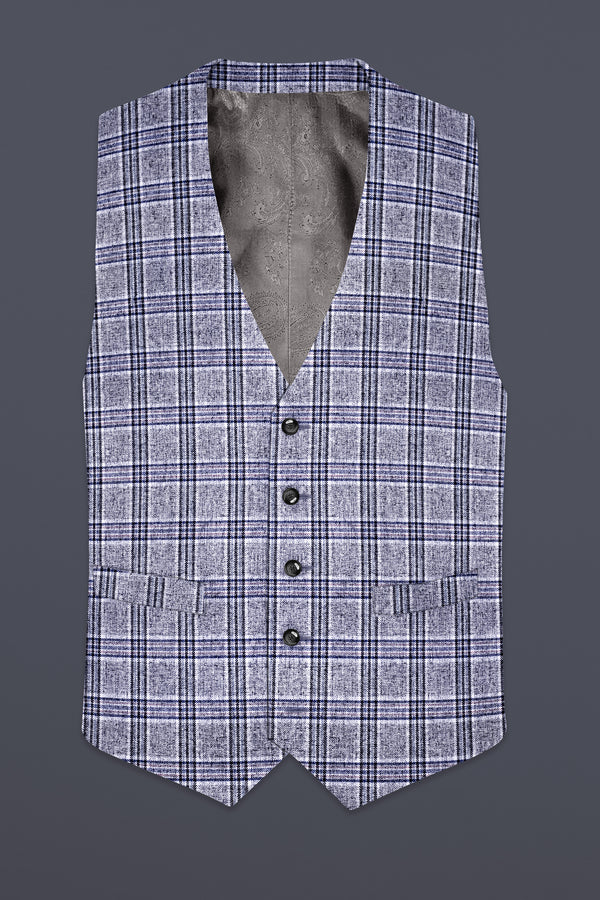 Pladiel-StarDust Gray with Martinique Blue Plaid Wool Rich Waistcoat