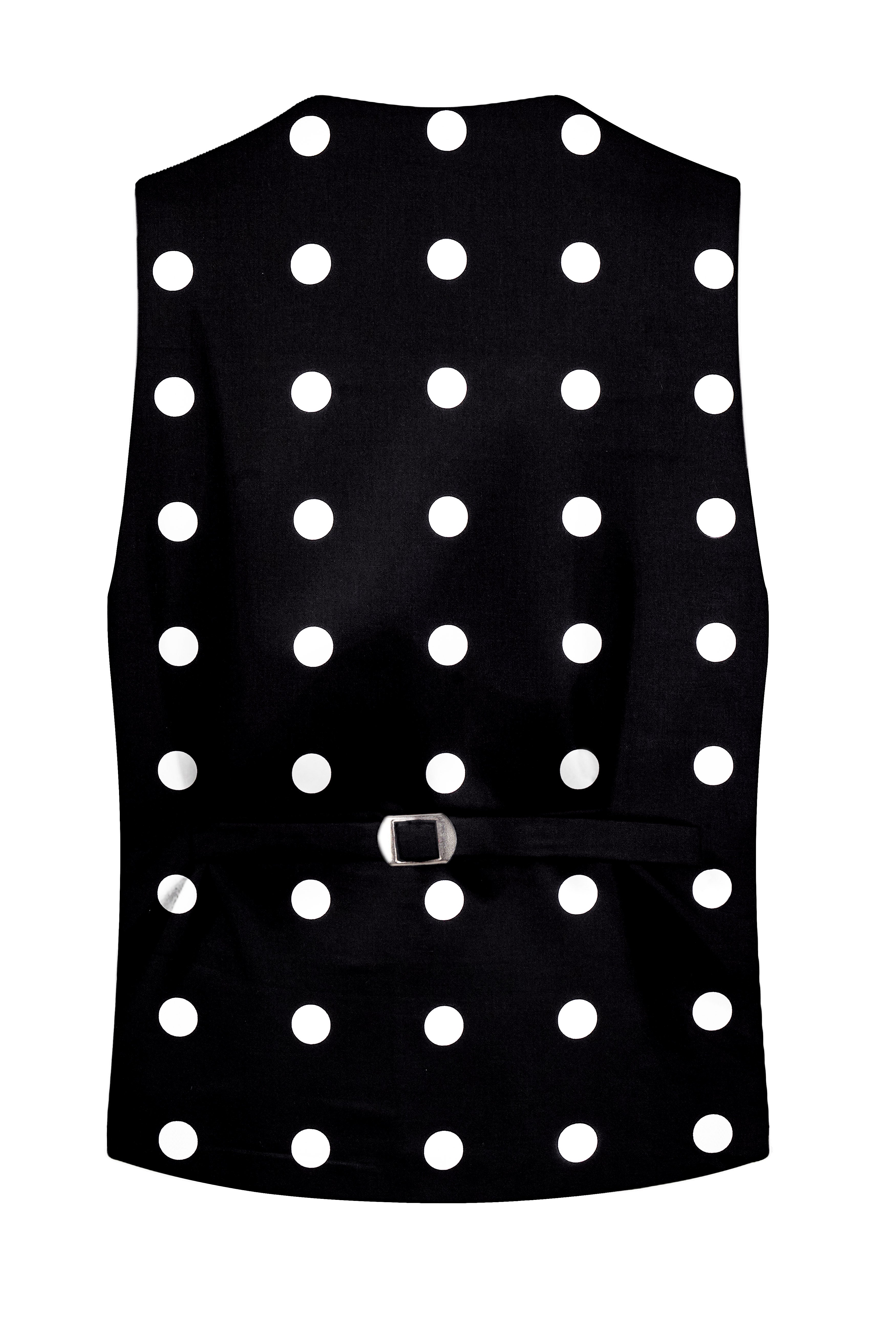Black Polka Dotted Wool Waistcoat