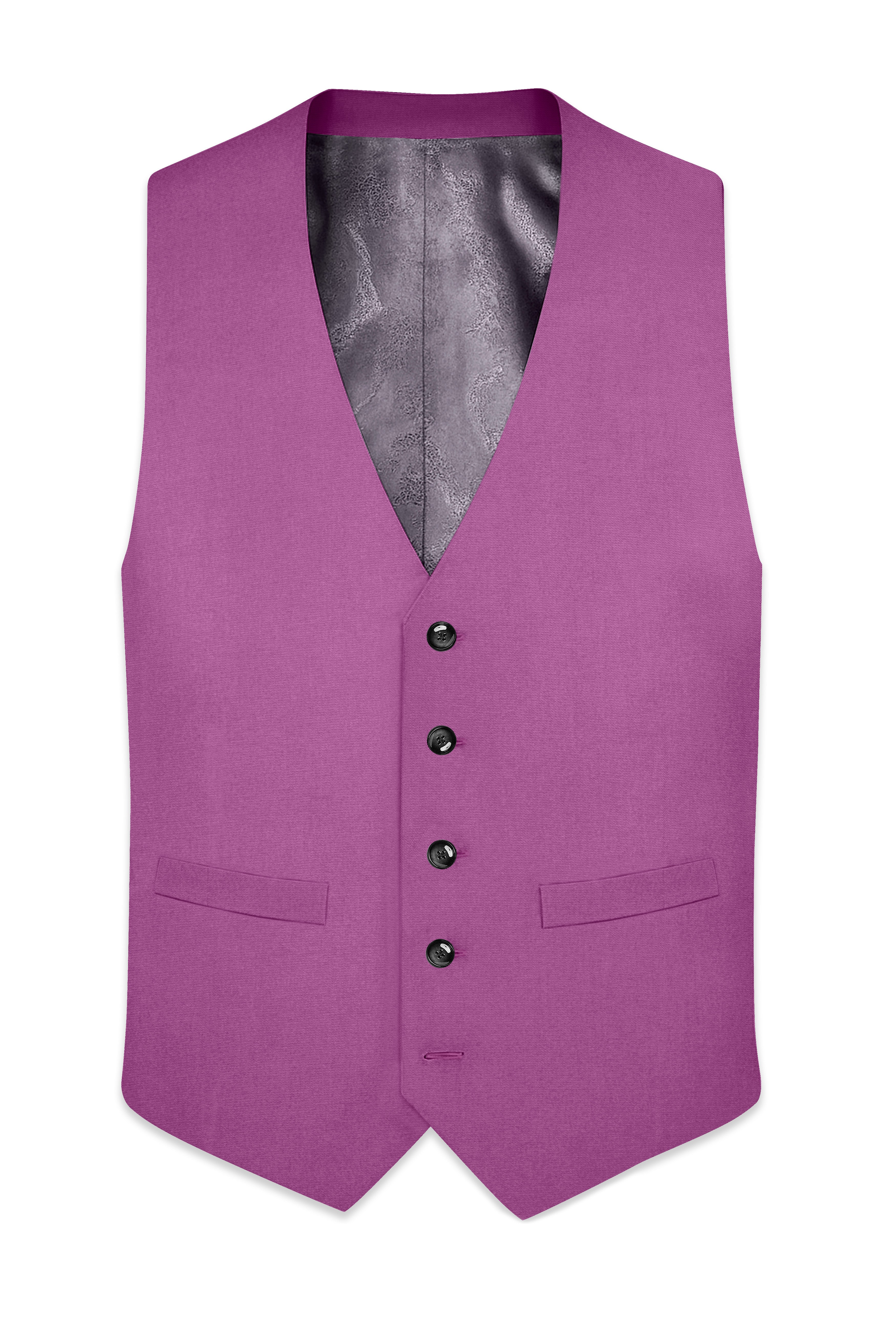 Rosvoy-Trendy Pink Wool Rich Slight Stretch Waistcoat